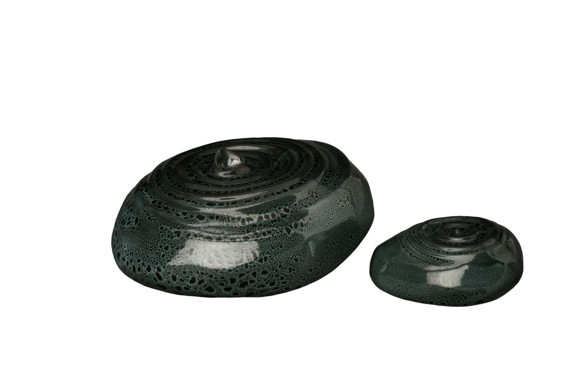 Set Of Ceramic Urns for Ashes "Resonance" - (Large urn + Keepsake) - Pulvis Art Urns