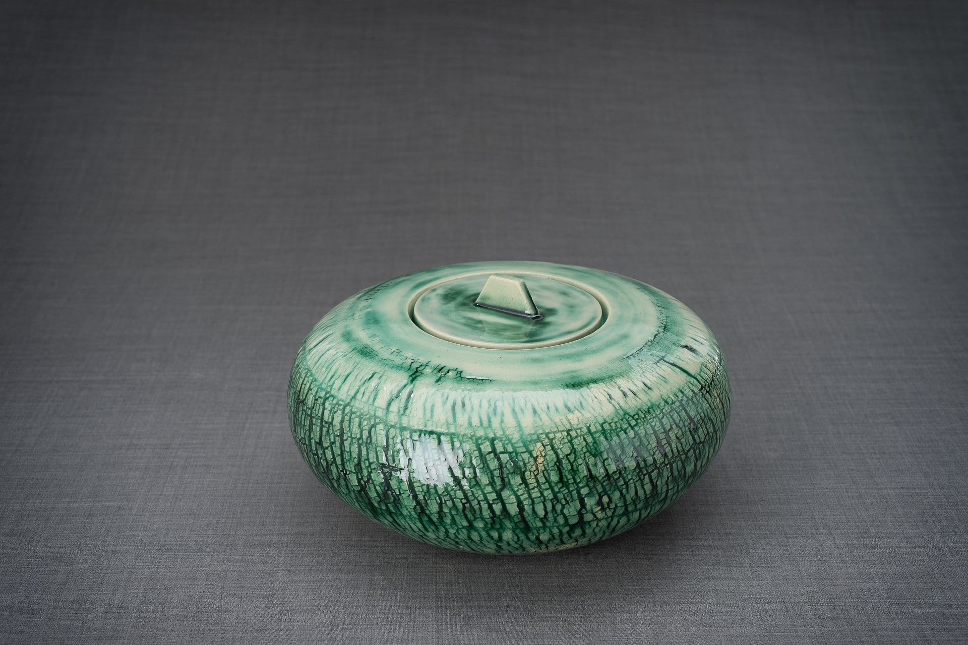 Pottery Wheel Urn for Ashes "Aeon" - Large | Verdigris | Ceramic - Pulvis Art Urns