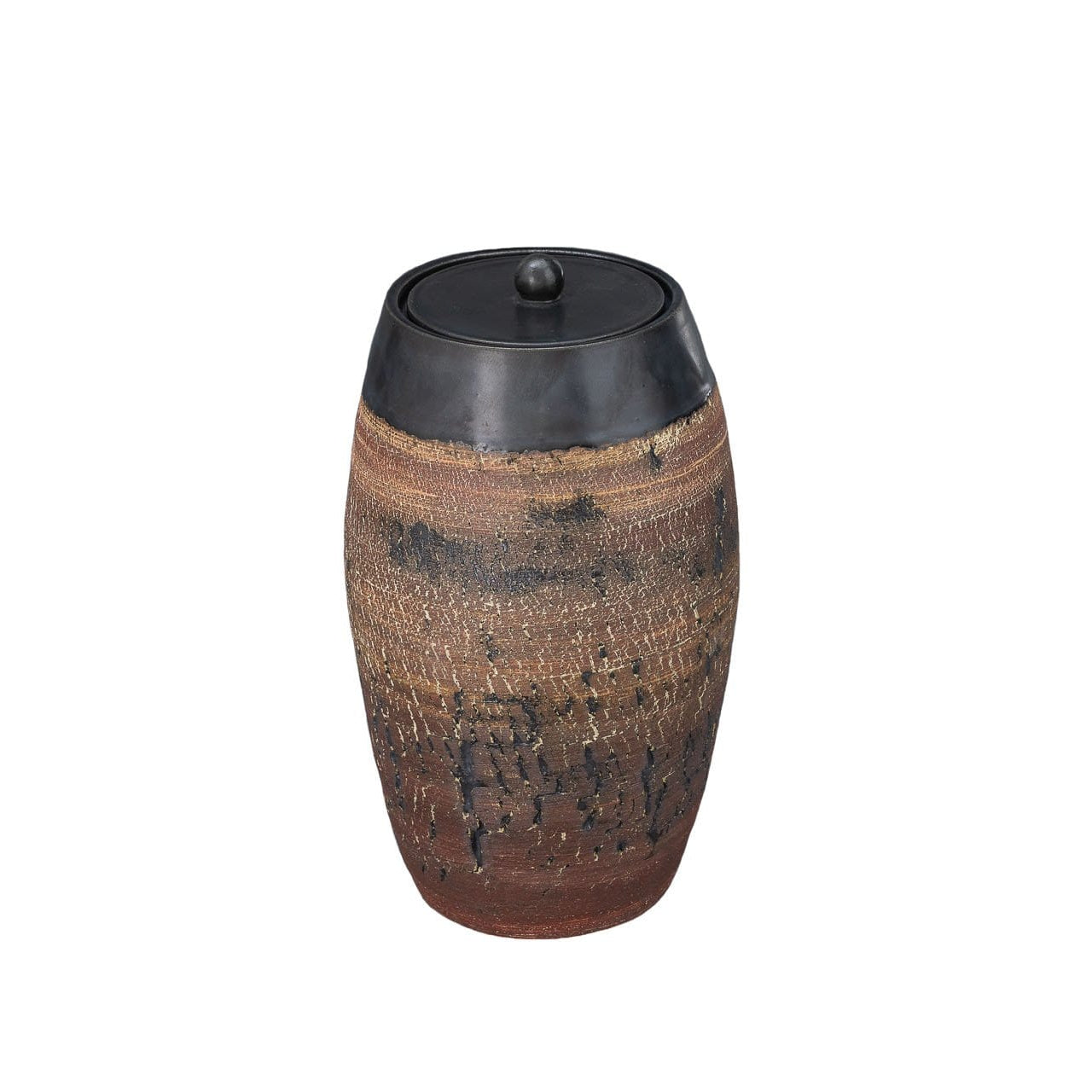 Pottery Wheel Urn for Ashes "Superious" - Large | Black matte | Ceramic - Pulvis Art Urns