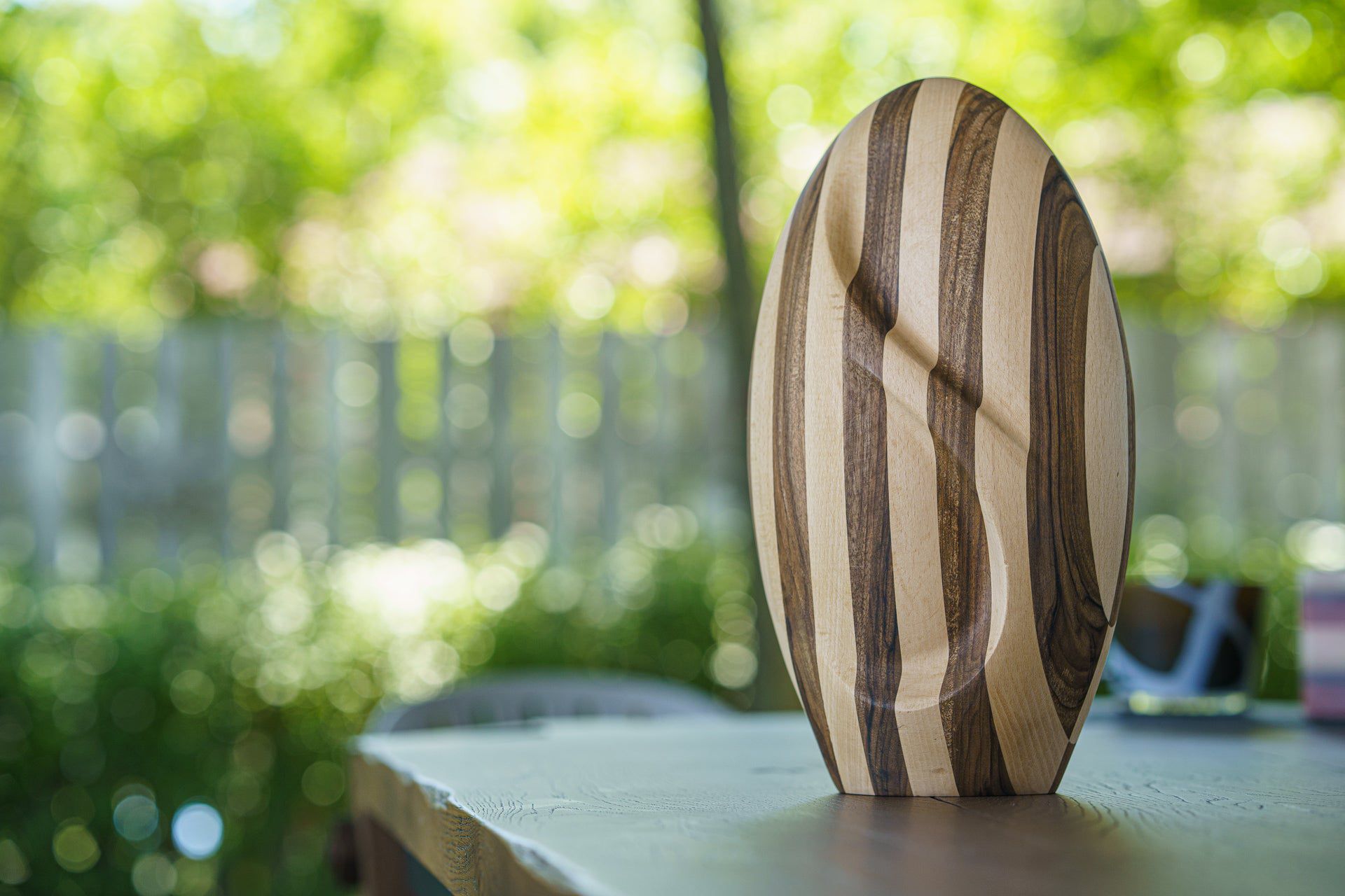 Striped Wooden Urn "Eternity" - Genuine Walnut & Beech Urn - Pulvis Art Urns