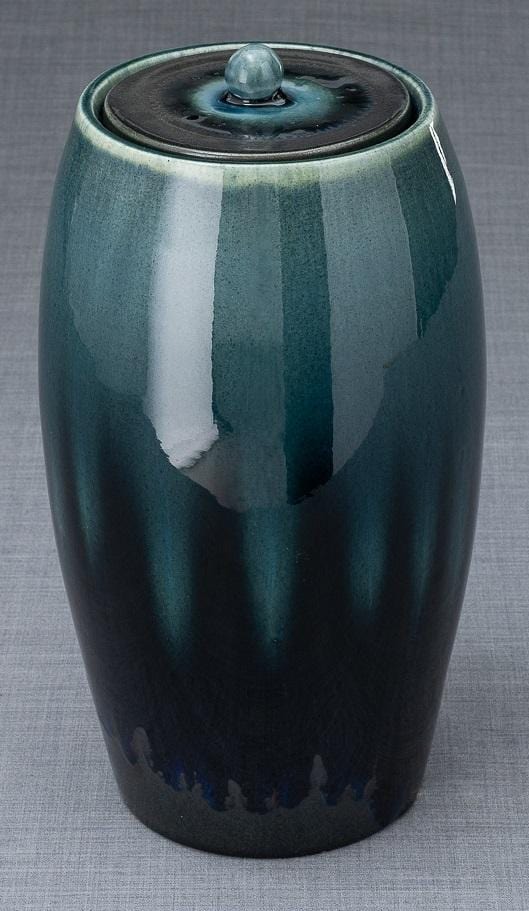 Pottery Wheel Urn for Ashes "Memory" - Large | Green blend | Ceramic - Pulvis Art Urns