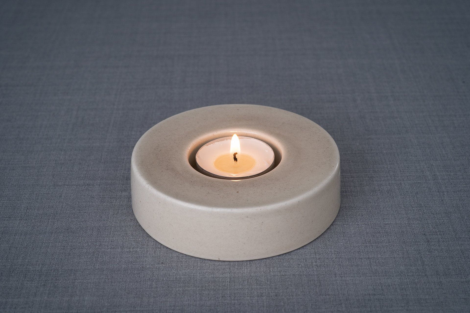 Caleo Handmade Candleholder for Cremation Urns - Beige Grey | Ceramic - Pulvis Art Urns