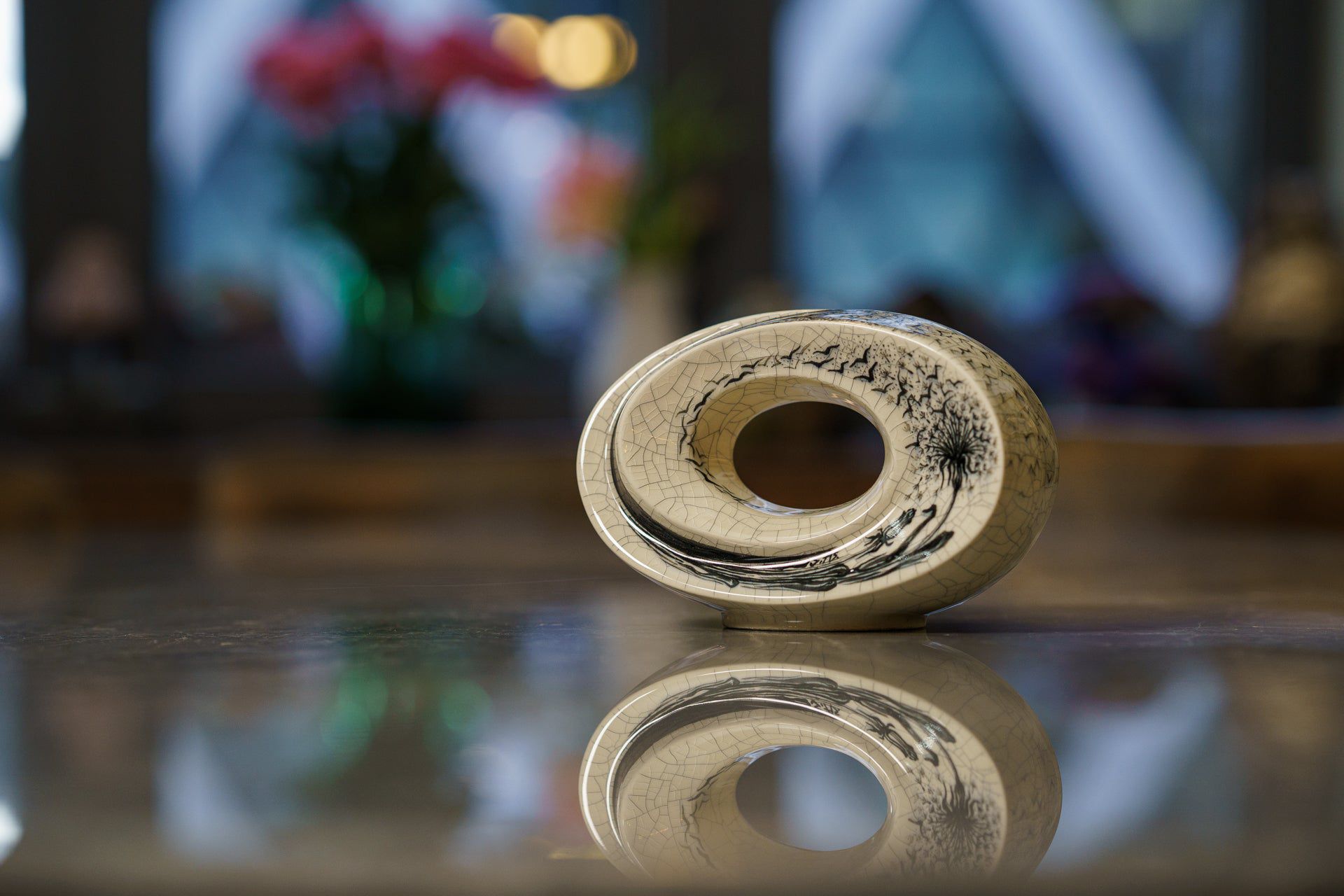 Hand Decorated Keepsake "The Passage - Birds" - Ceramic Keepsake - Pulvis Art Urns