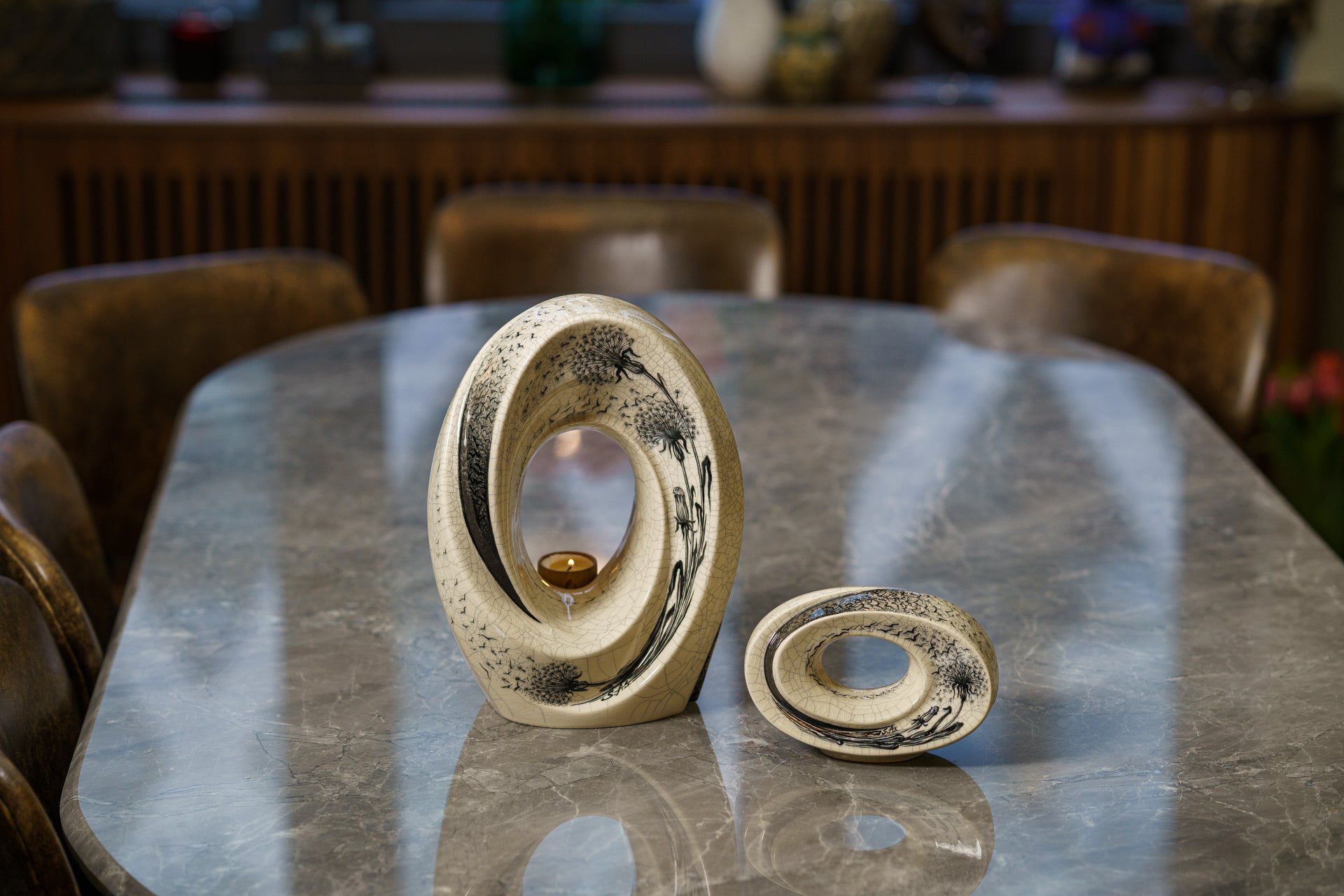 Hand Decorated Keepsake "The Passage - Birds" - Ceramic Keepsake - Pulvis Art Urns