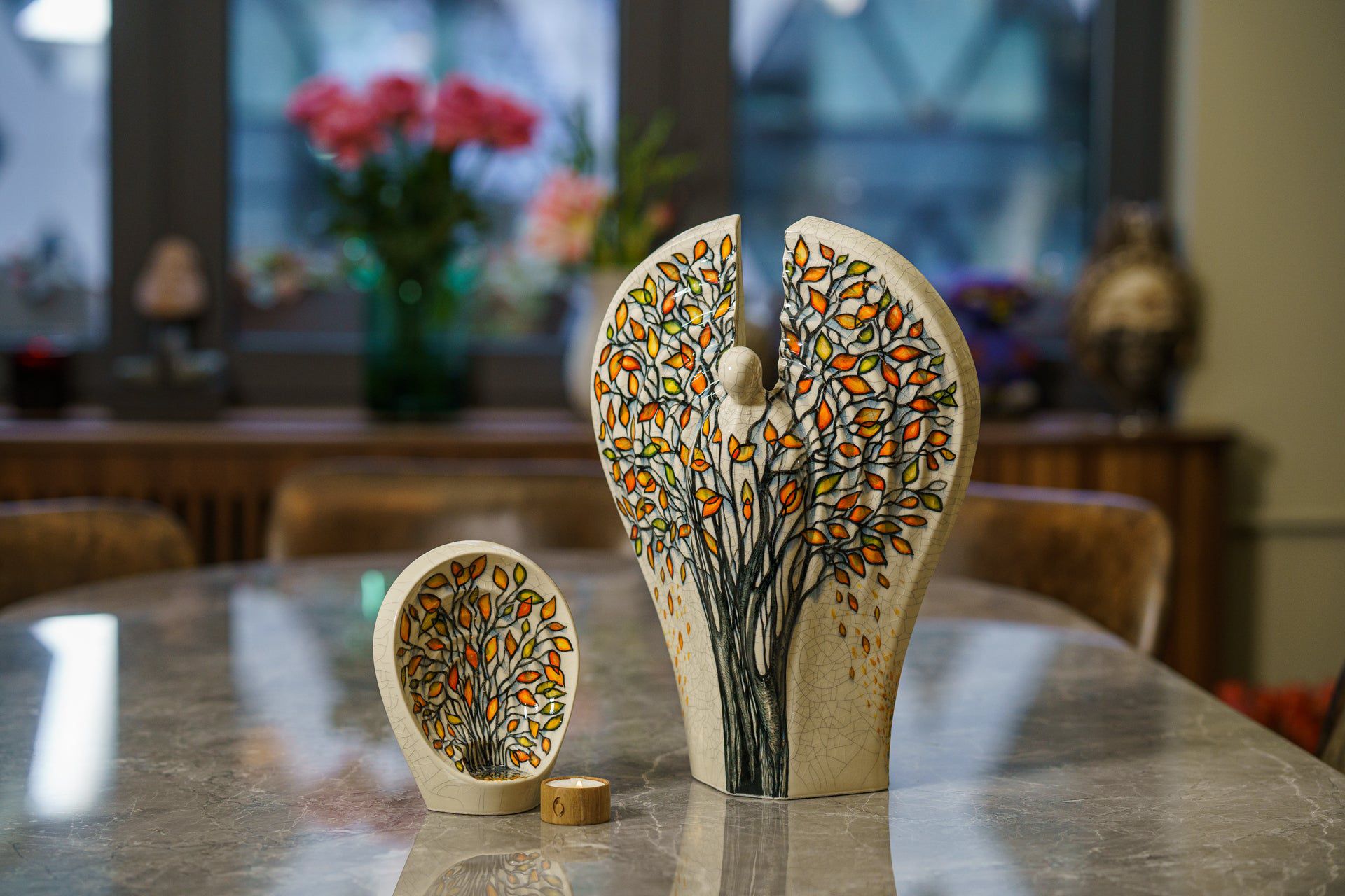 Hand Decorated Urn for Ashes "Guardian - Autumn" - Large Urn | Ceramic - Pulvis Art Urns