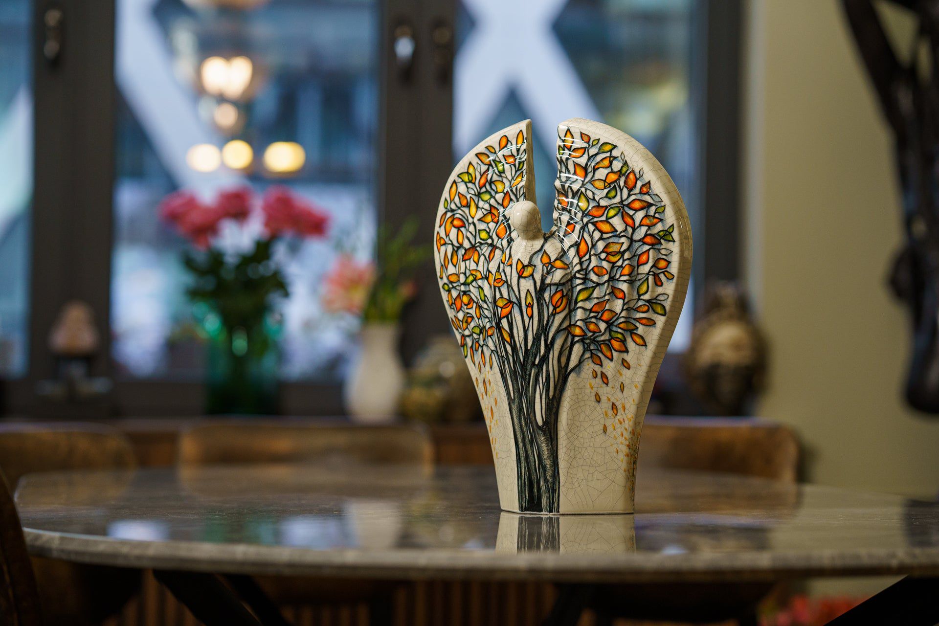 Hand Decorated Urn for Ashes "Guardian - Autumn" - Large Urn | Ceramic - Pulvis Art Urns