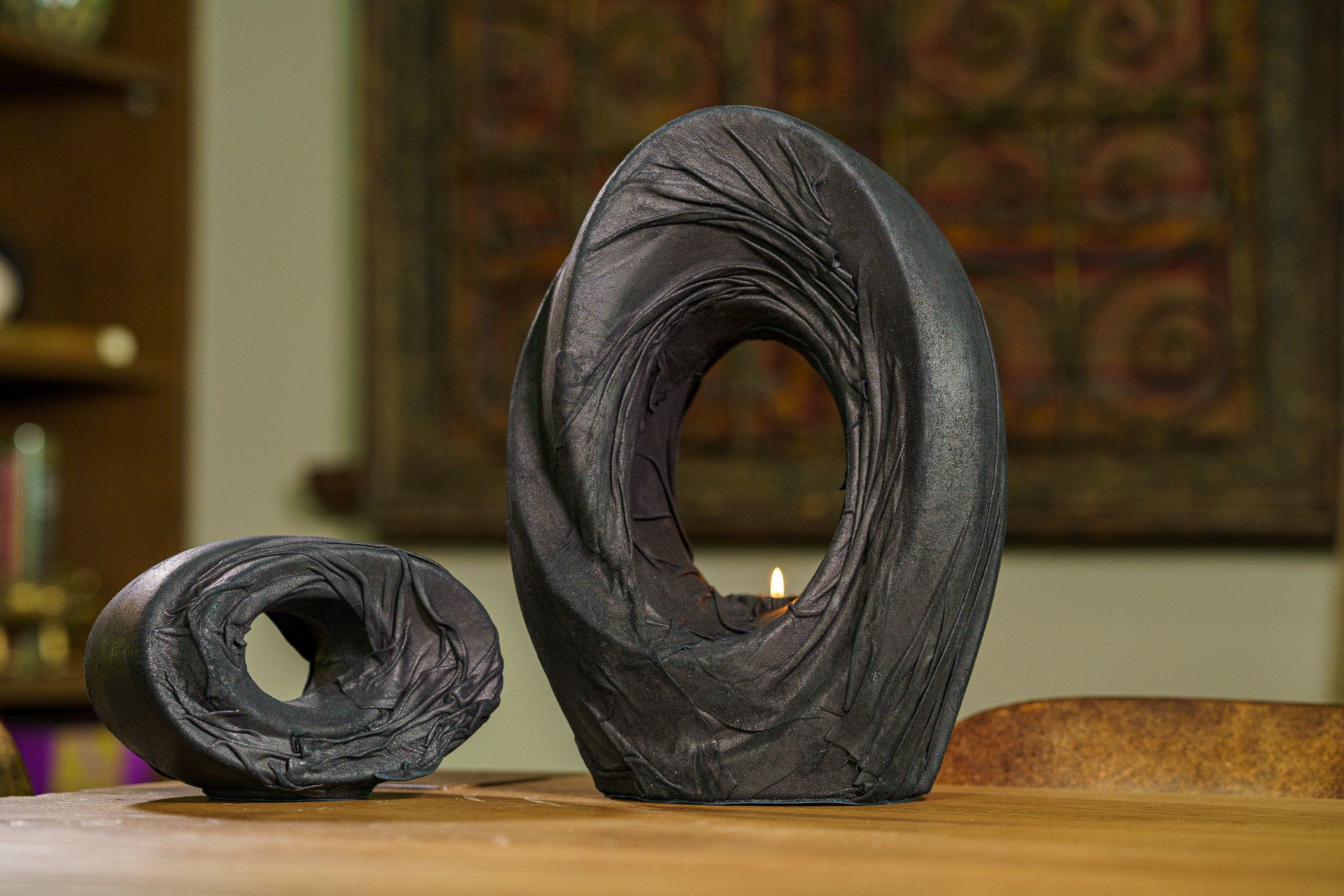 Handmade Cremation Urn for Ashes "The Passage" - Exclusive Leather Edition - Pulvis Art Urns