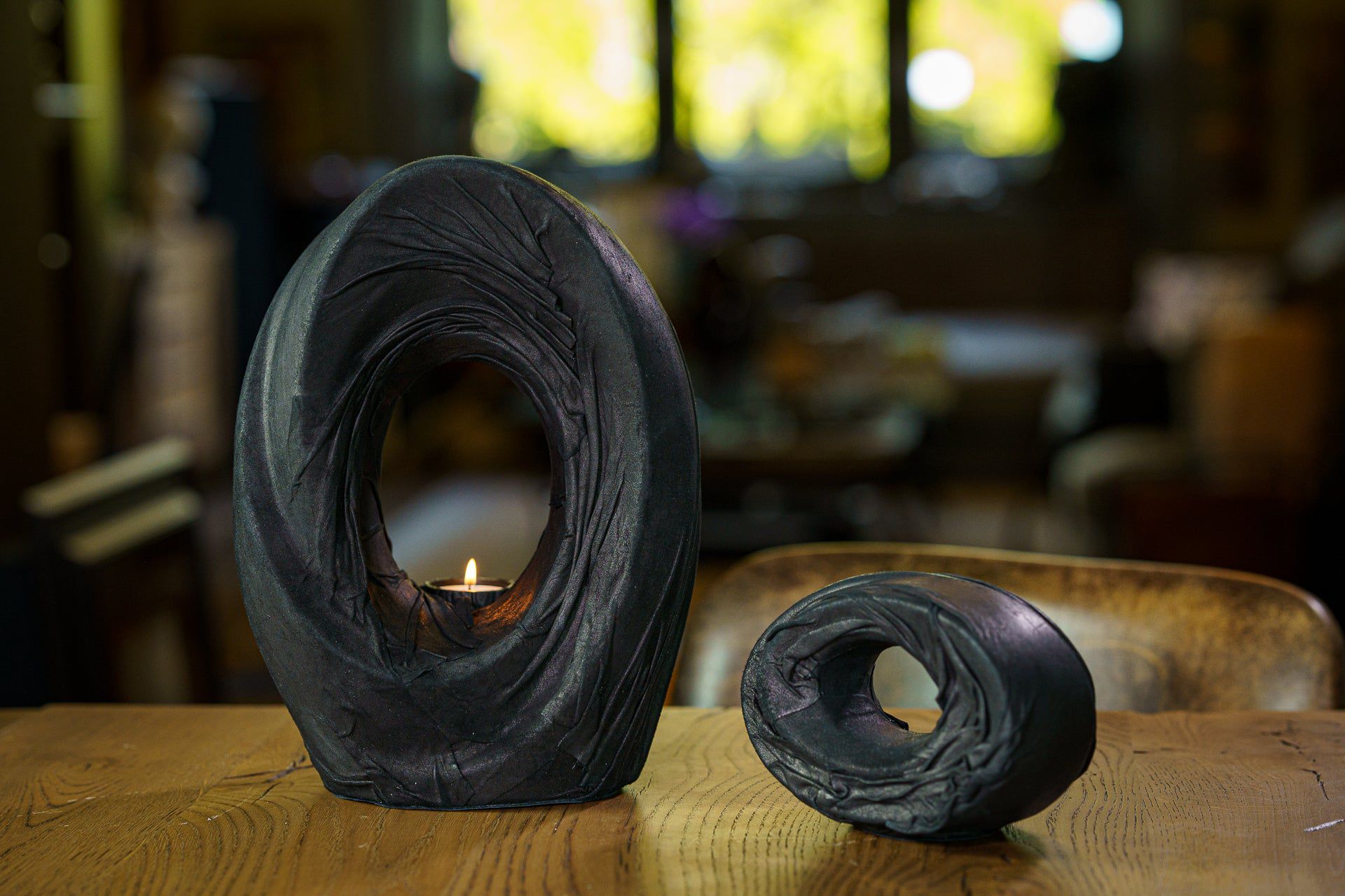 Handmade Cremation Urn for Ashes "The Passage" - Exclusive Leather Edition - Pulvis Art Urns