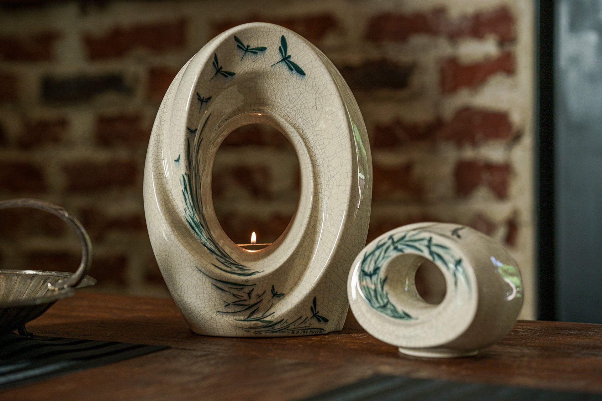 Handmade Decorated Urn "The Passage - Dragonflies" - Large | Ceramic Urn - Pulvis Art Urns