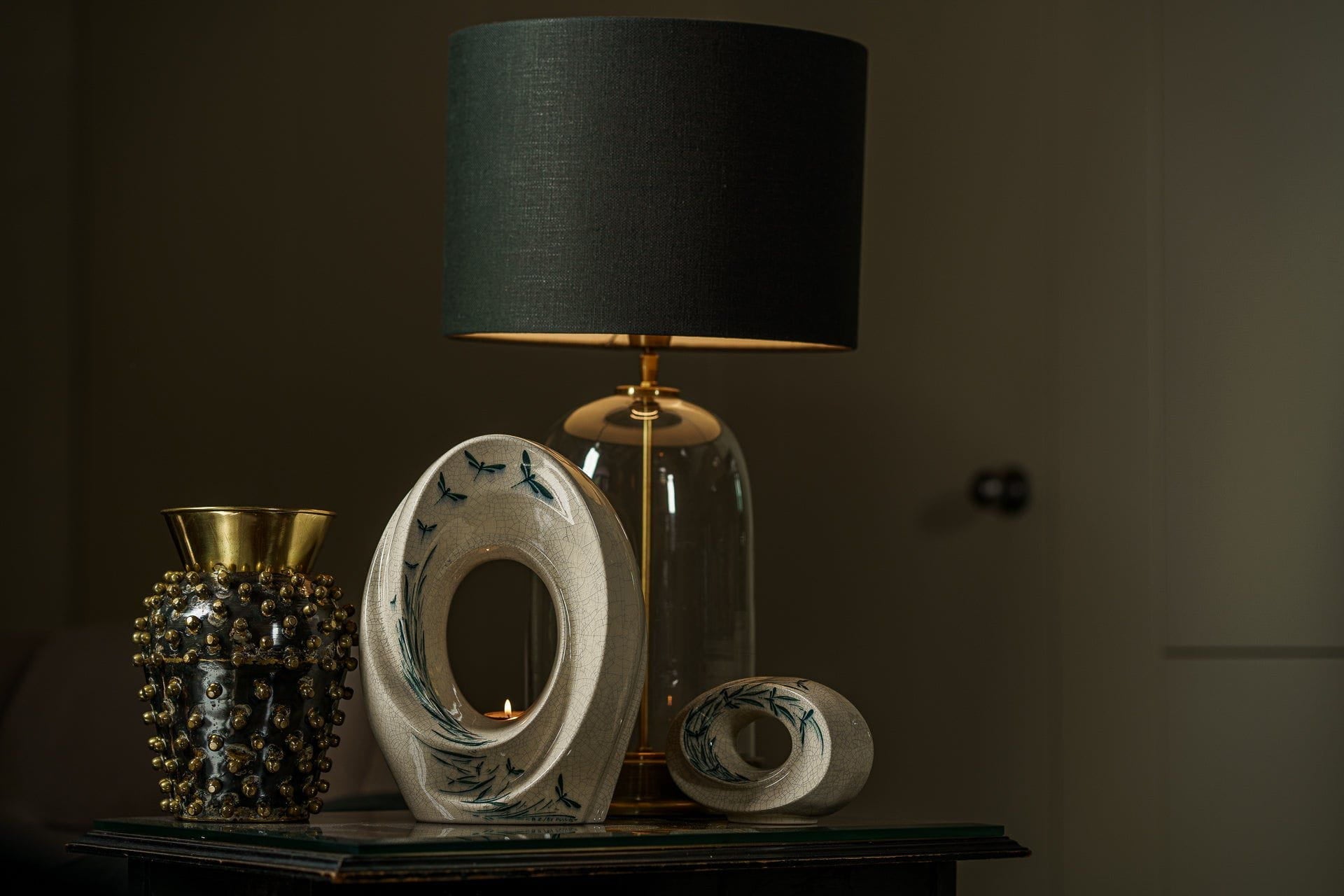 Handmade Decorated Urn "The Passage - Dragonflies" - Large | Ceramic Urn - Pulvis Art Urns