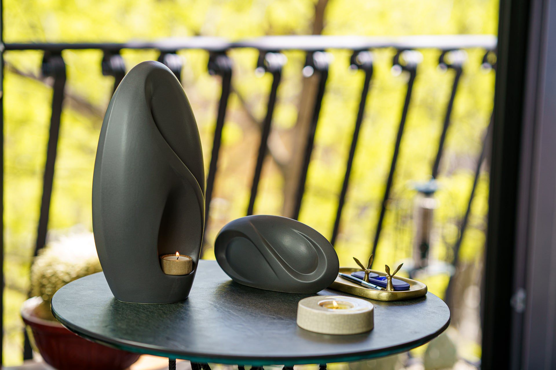 Eternity Handmade Cremation Keepsake Urn - Small Urn | Gray Matte | Ceramic - Pulvis Art Urns