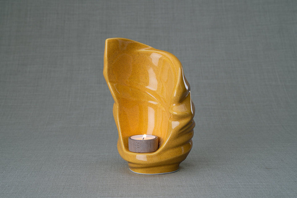 Pulvis Art Urns Keepsake Urn Handmade Cremation Keepsake Urn "Light" - Small | Amber Yellow | Ceramic
