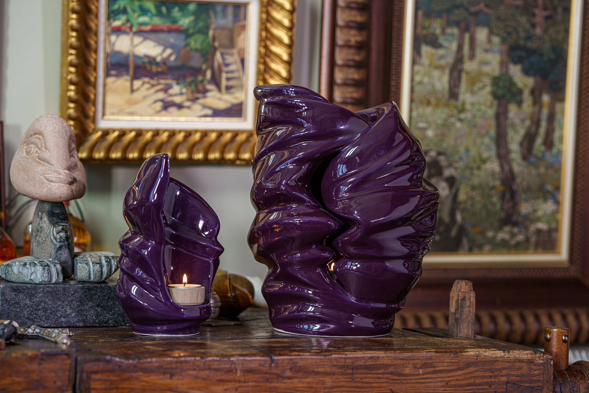 Handmade Cremation Keepsake Urn "Light" - Small Urn | Violet | Ceramic - Pulvis Art Urns