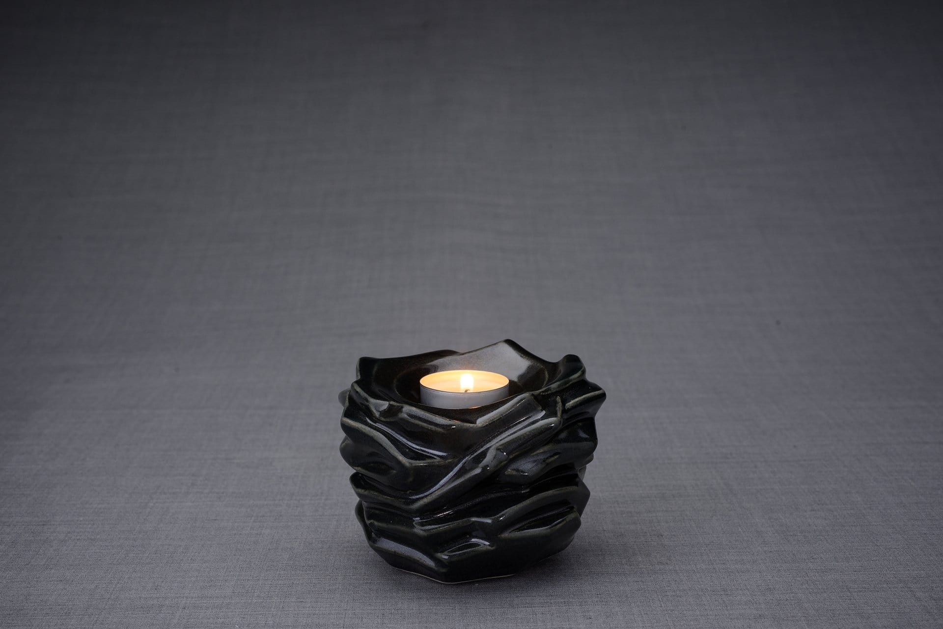 Candleholder Keepsake Urn For Ashes | Black Gloss | Ceramic Keepsake - Pulvis Art Urns