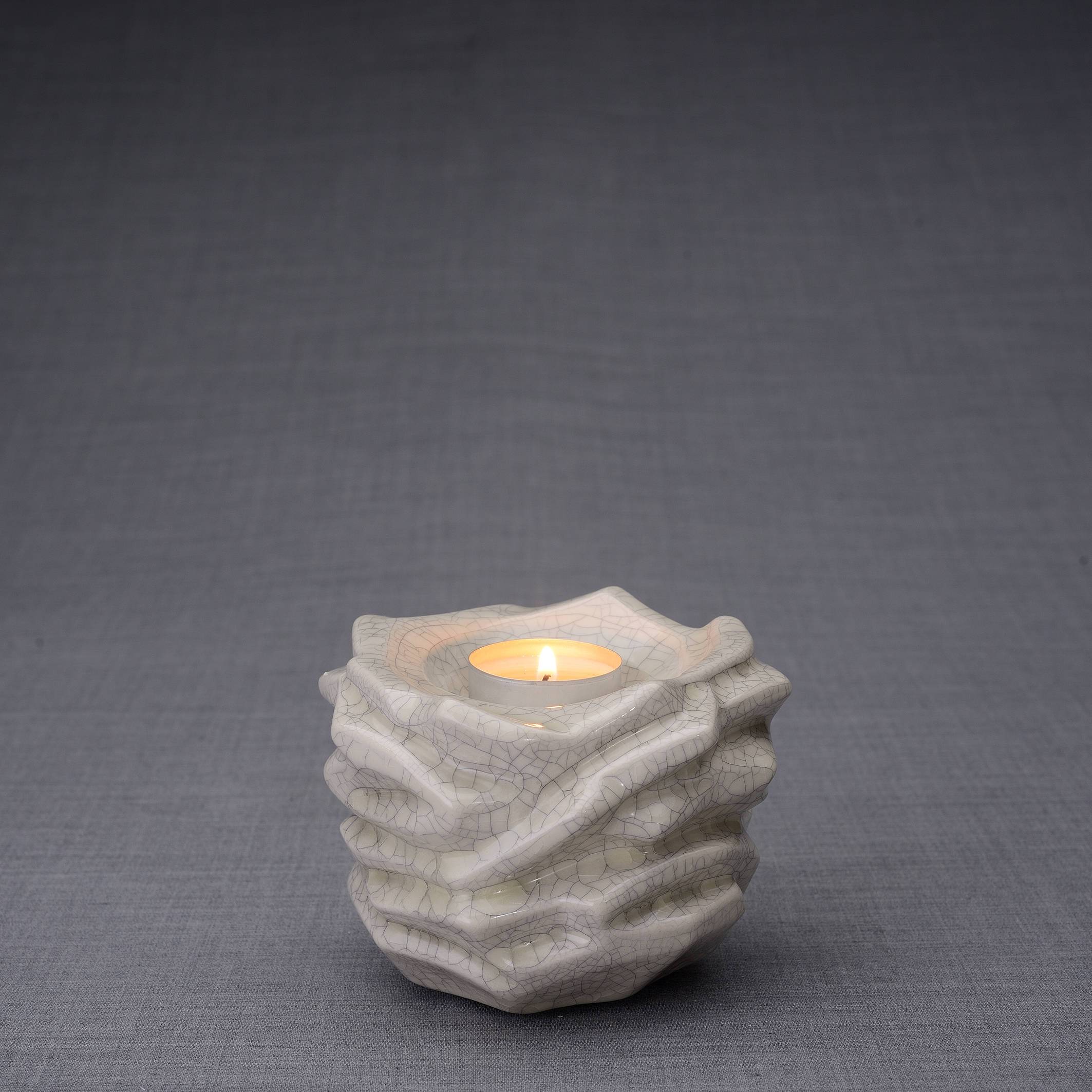 Candleholder Keepsake Urn For Ashes | Craquelure | Ceramic Memorial - Pulvis Art Urns