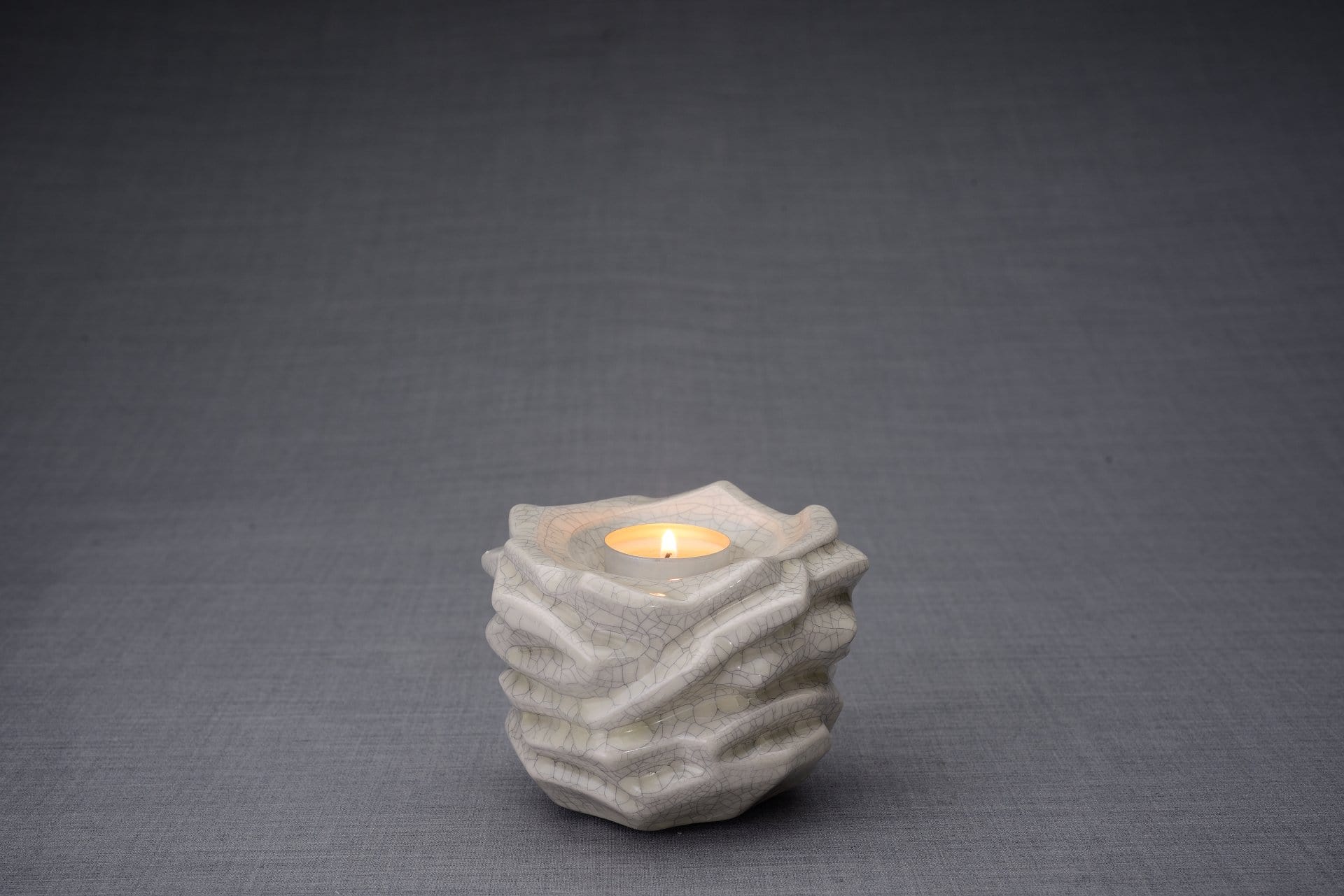 Candleholder Keepsake Urn For Ashes | Craquelure | Ceramic Memorial - Pulvis Art Urns