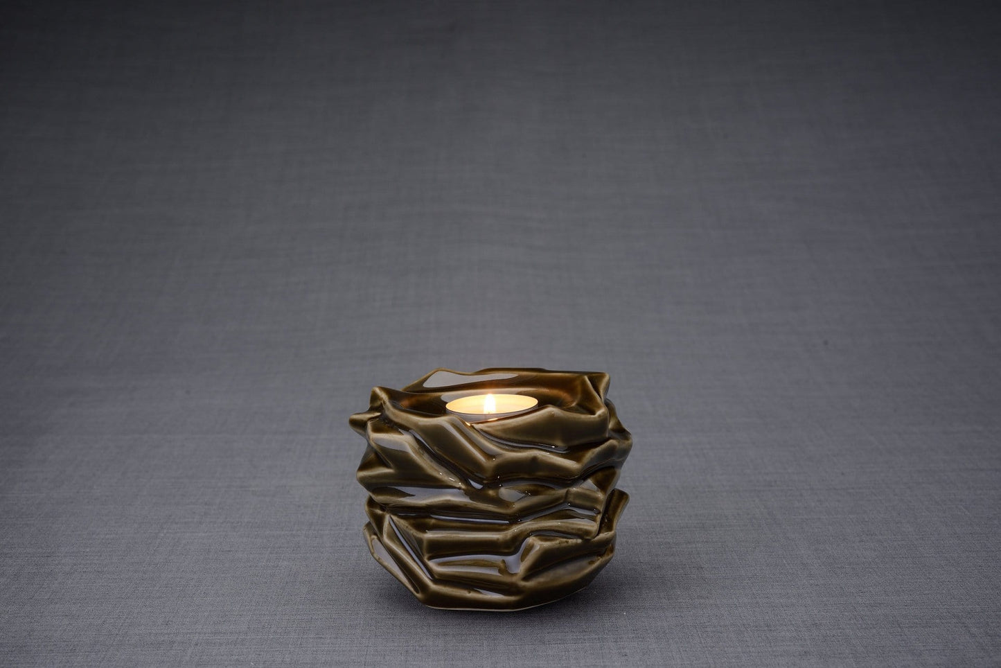 Pulvis Art Urns Keepsake Urn Handmade Cremation Keepsake Urn "Stone" - Small | Oxide Green Melange | Ceramic