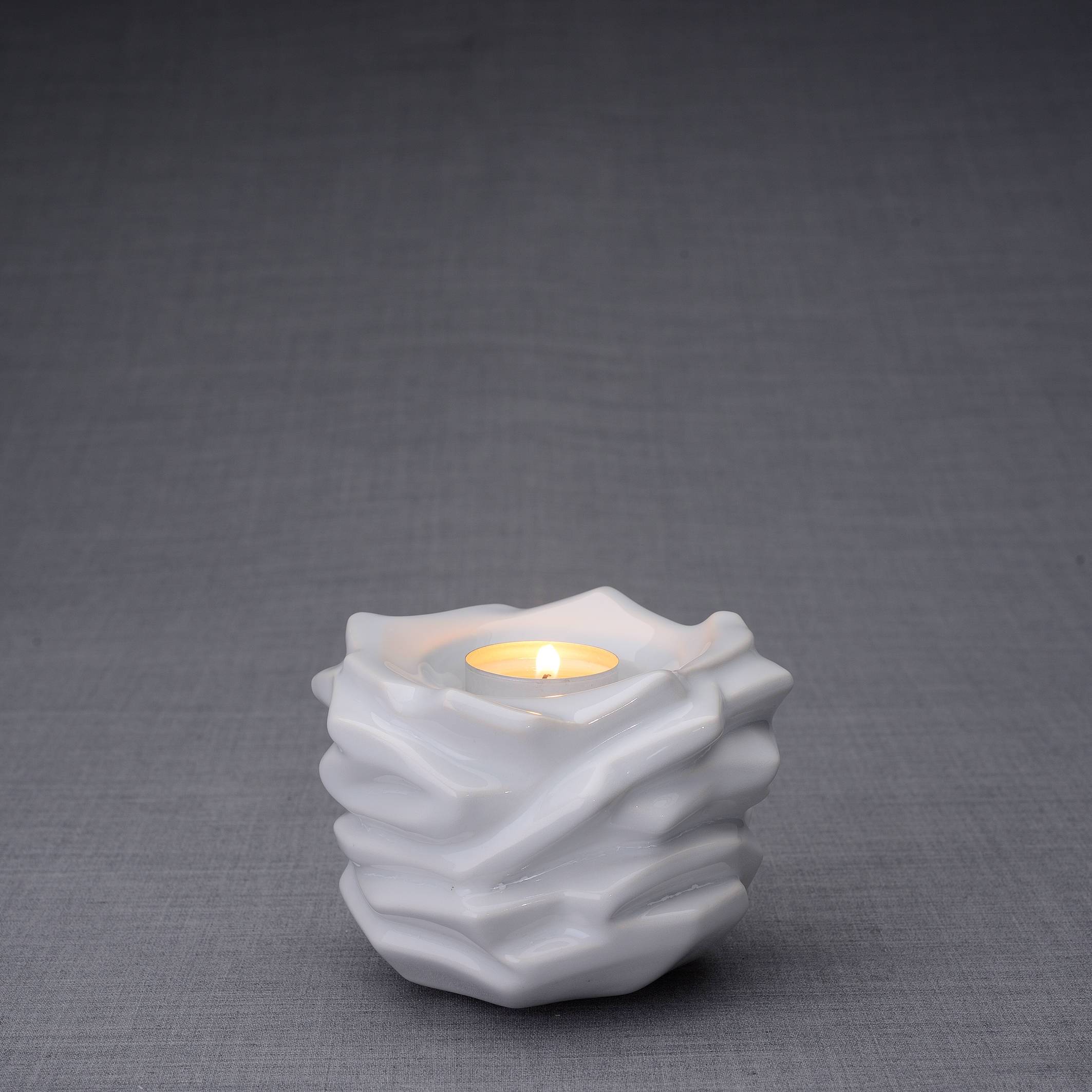 Candleholder Keepsake Urn For Ashes | White | Ceramic Keepsake - Pulvis Art Urns