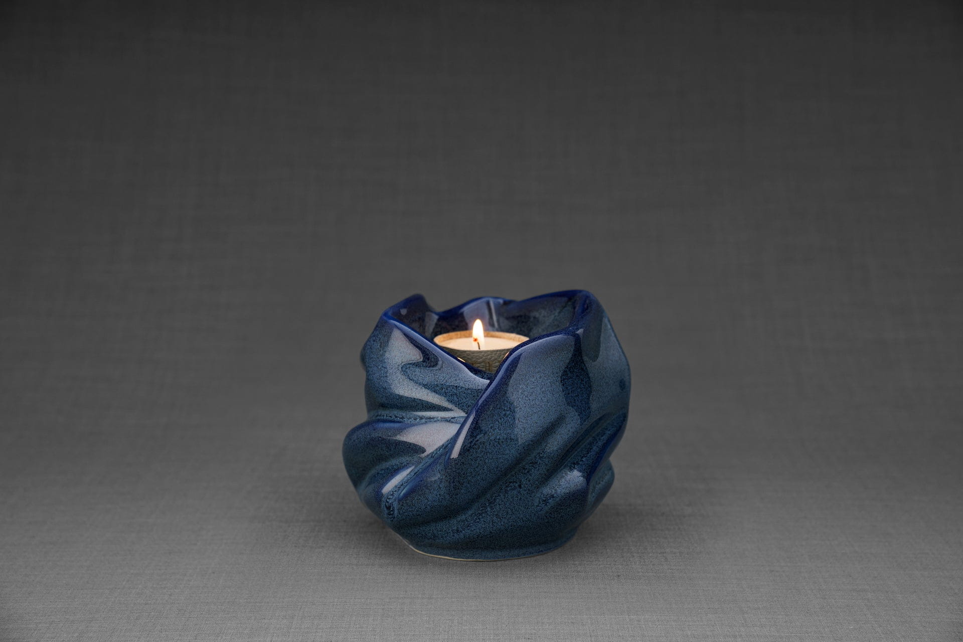 Cremation Keepsake Urn For Ashes With Candle | Blue Melange | Ceramic Urn - Pulvis Art Urns
