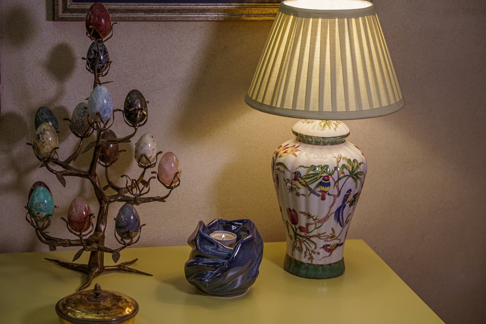 Cremation Keepsake Urn For Ashes With Candle | Blue Melange | Ceramic Urn - Pulvis Art Urns