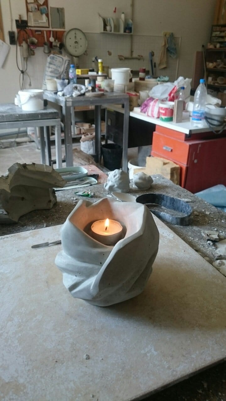 Cremation Keepsake Urn For Ashes With Candle | Unglazed | Ceramic Urn - Pulvis Art Urns