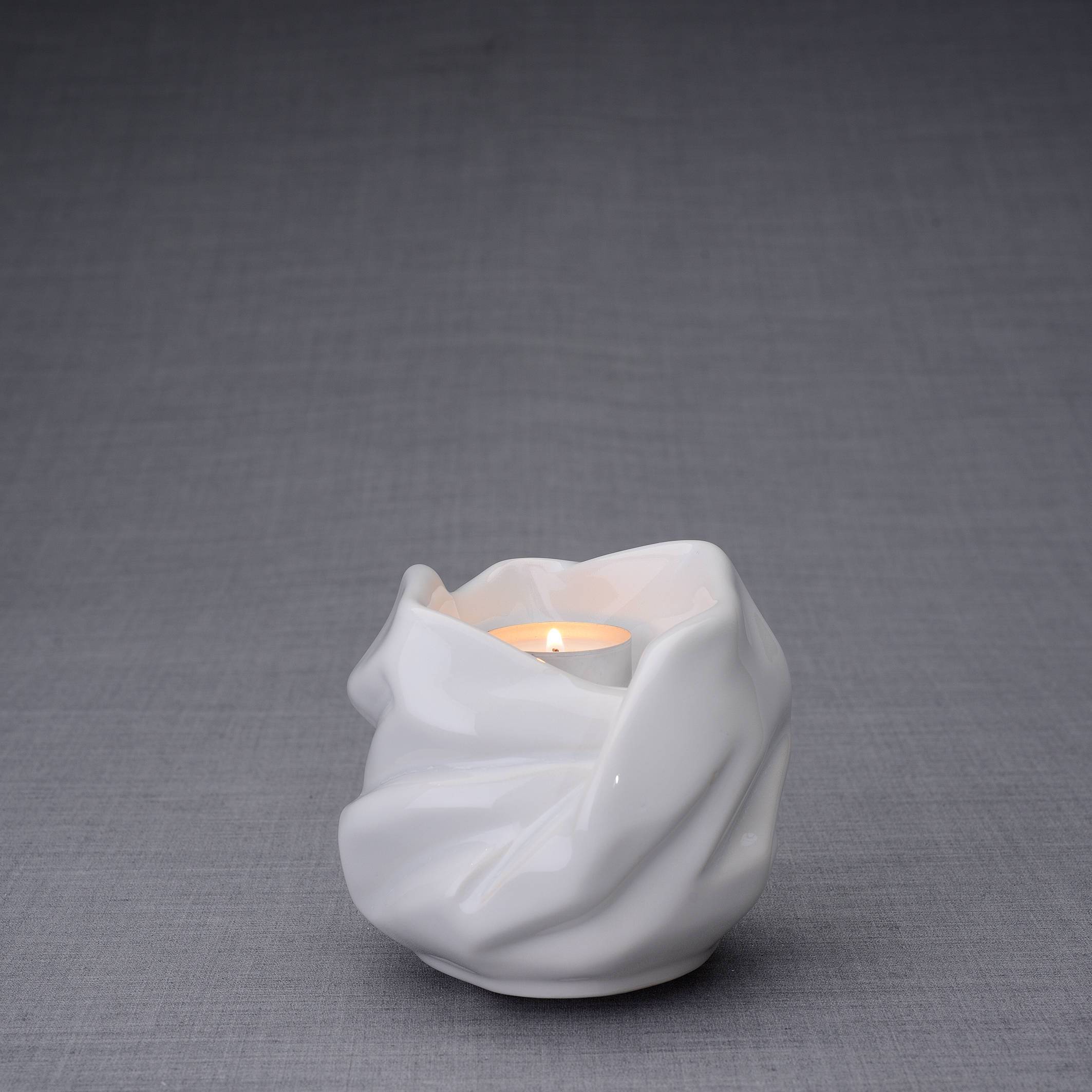 Cremation Keepsake Urn For Ashes With Candle | White | Ceramic Urn - Pulvis Art Urns