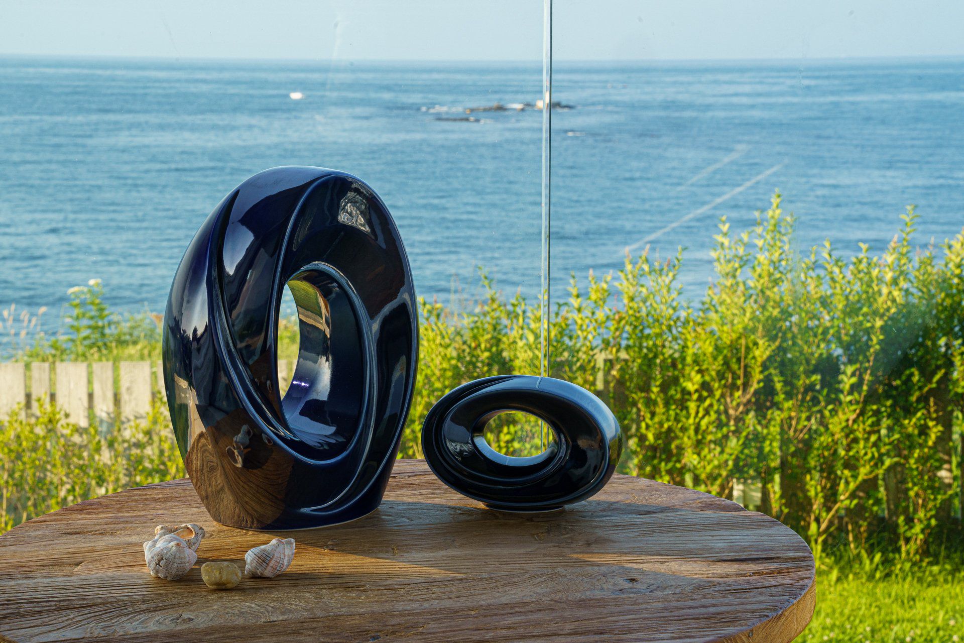 Handmade Cremation Keepsake Urn "The Passage" - Small Urn | Cobalt Metallic | Ceramic - Pulvis Art Urns