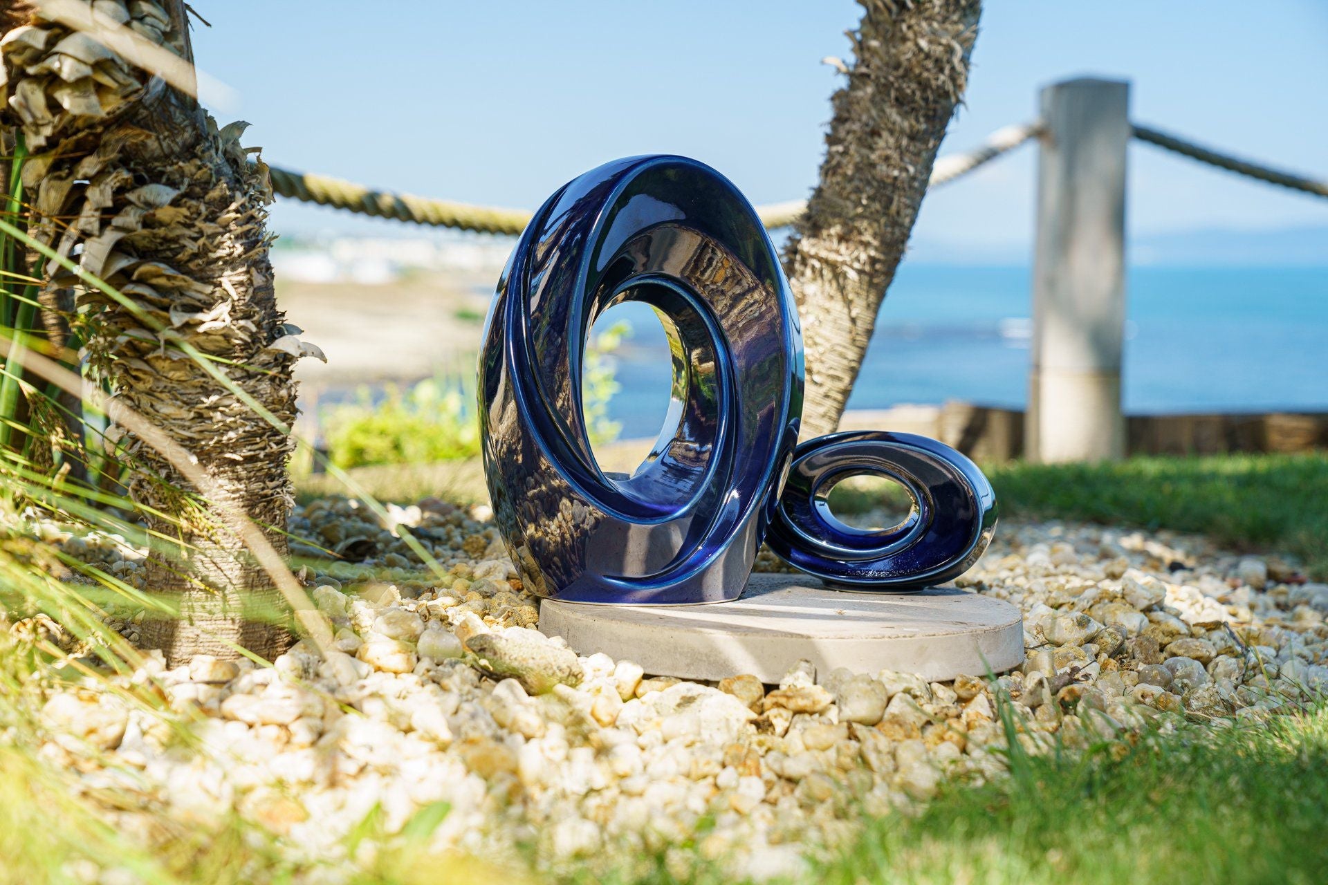 Handmade Cremation Keepsake Urn "The Passage" - Small Urn | Cobalt Metallic | Ceramic - Pulvis Art Urns