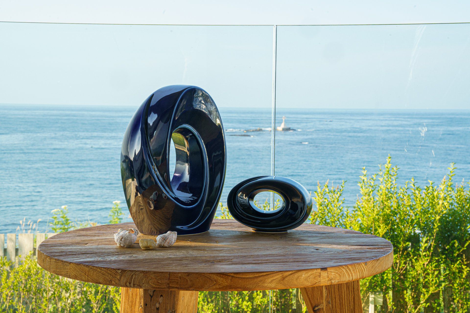 Handmade Cremation Keepsake Urn "The Passage" - Small Urn | Cobalt Metallic | Ceramic - Pulvis Art Urns