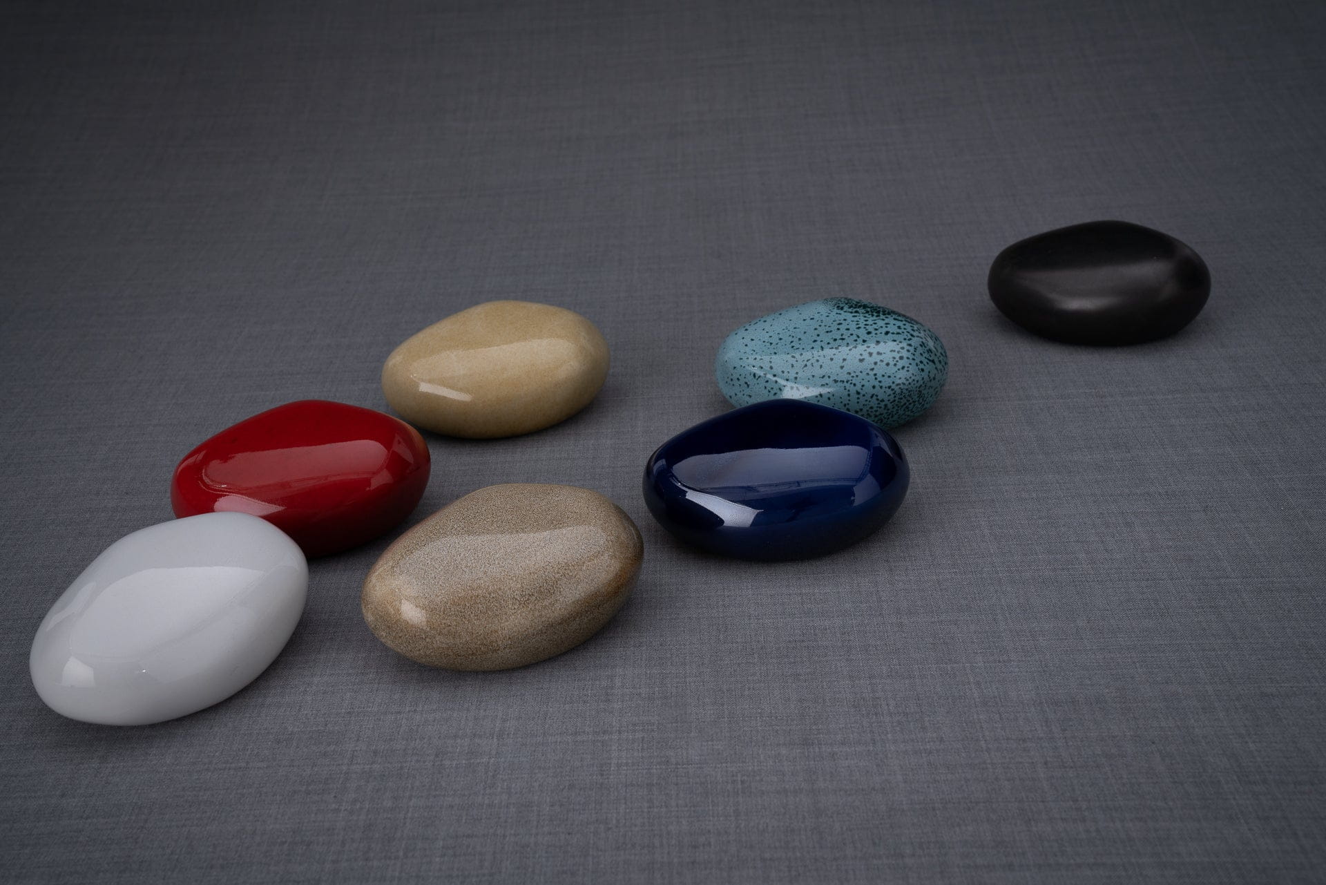 Handmade Mini Keepsake Urn "Palm Stone" - Cobalt Metallic | Mini Ceramic Urn - Pulvis Art Urns