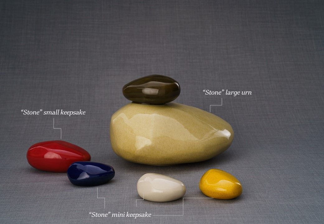 Handmade Mini Keepsake Urn "Palm Stone" - Light Sand | Mini Ceramic Urn - Pulvis Art Urns