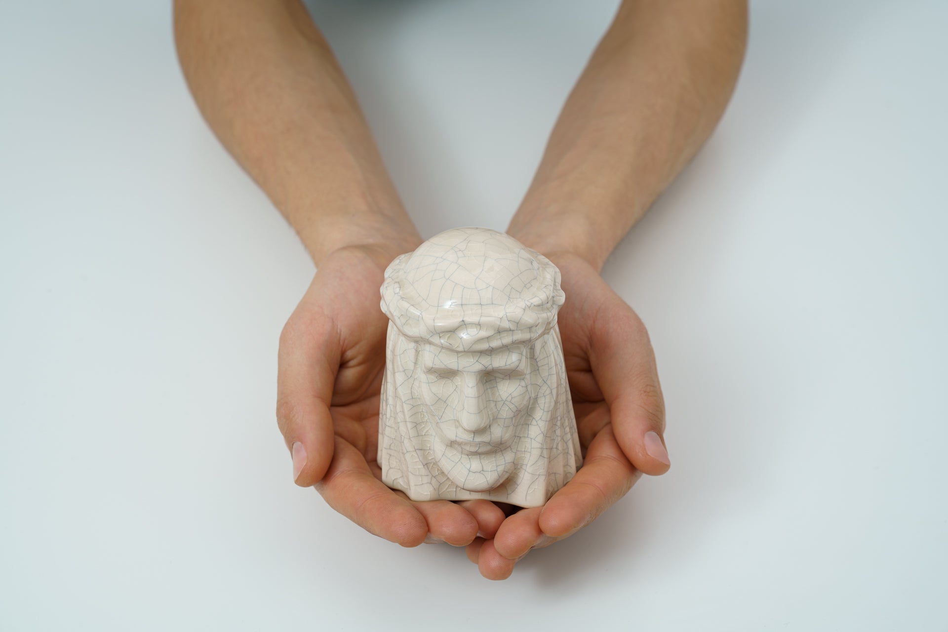 Handmade Mini Keepsake Urn "The Christ" - Craquelure | Ceramic Mini Urn - Pulvis Art Urns