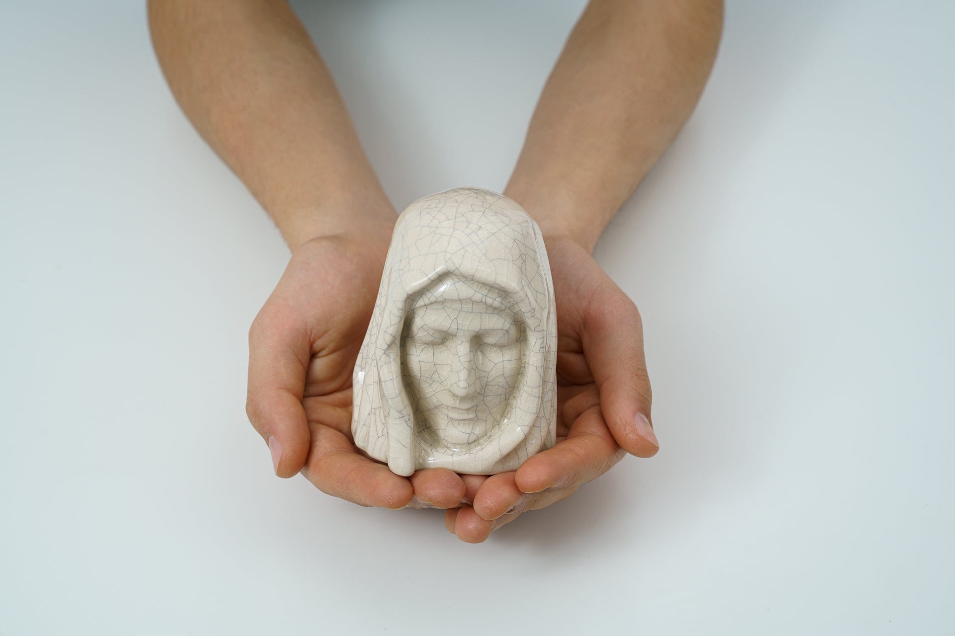 Handmade Mini Keepsake Urn "The Holy Mother" - Craquelure | Ceramic Mini Urn - Pulvis Art Urns