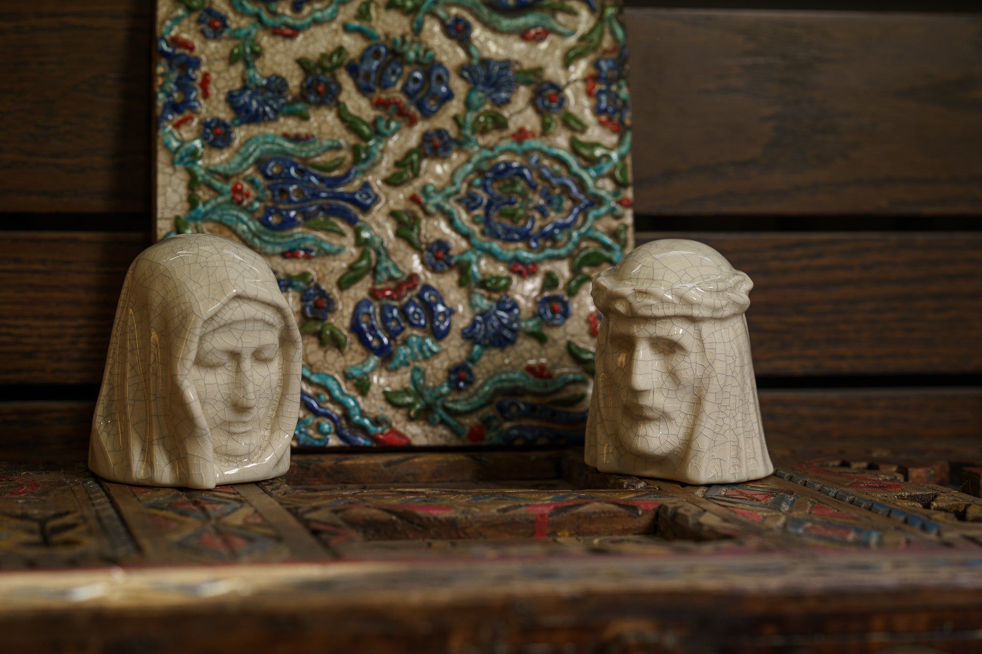 Handmade Mini Keepsake Urn "The Holy Mother" - Craquelure | Ceramic Mini Urn - Pulvis Art Urns