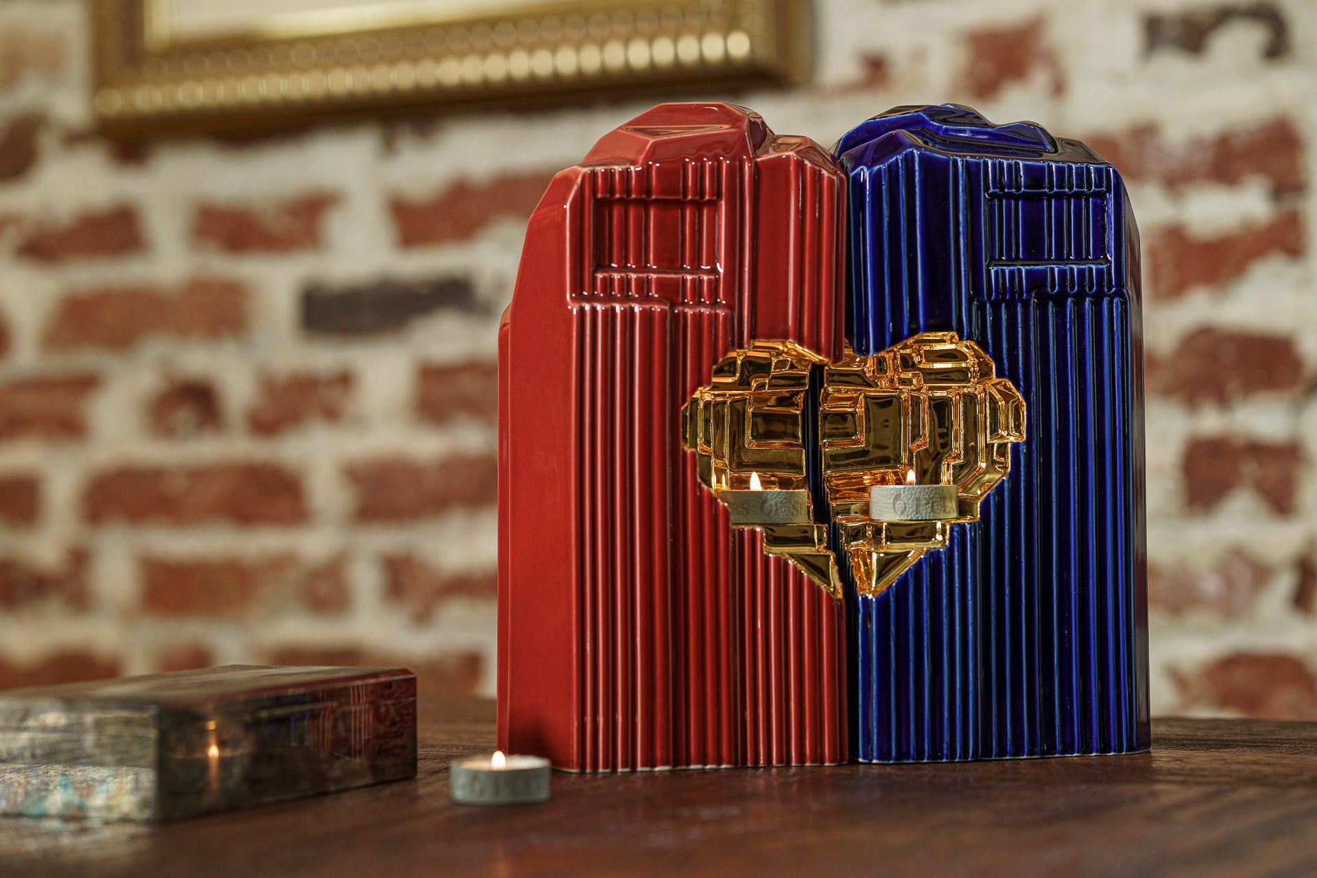 Handmade Companion Urn for Ashes "Heart" - Large | Ceramic Double Urn - Pulvis Art Urns