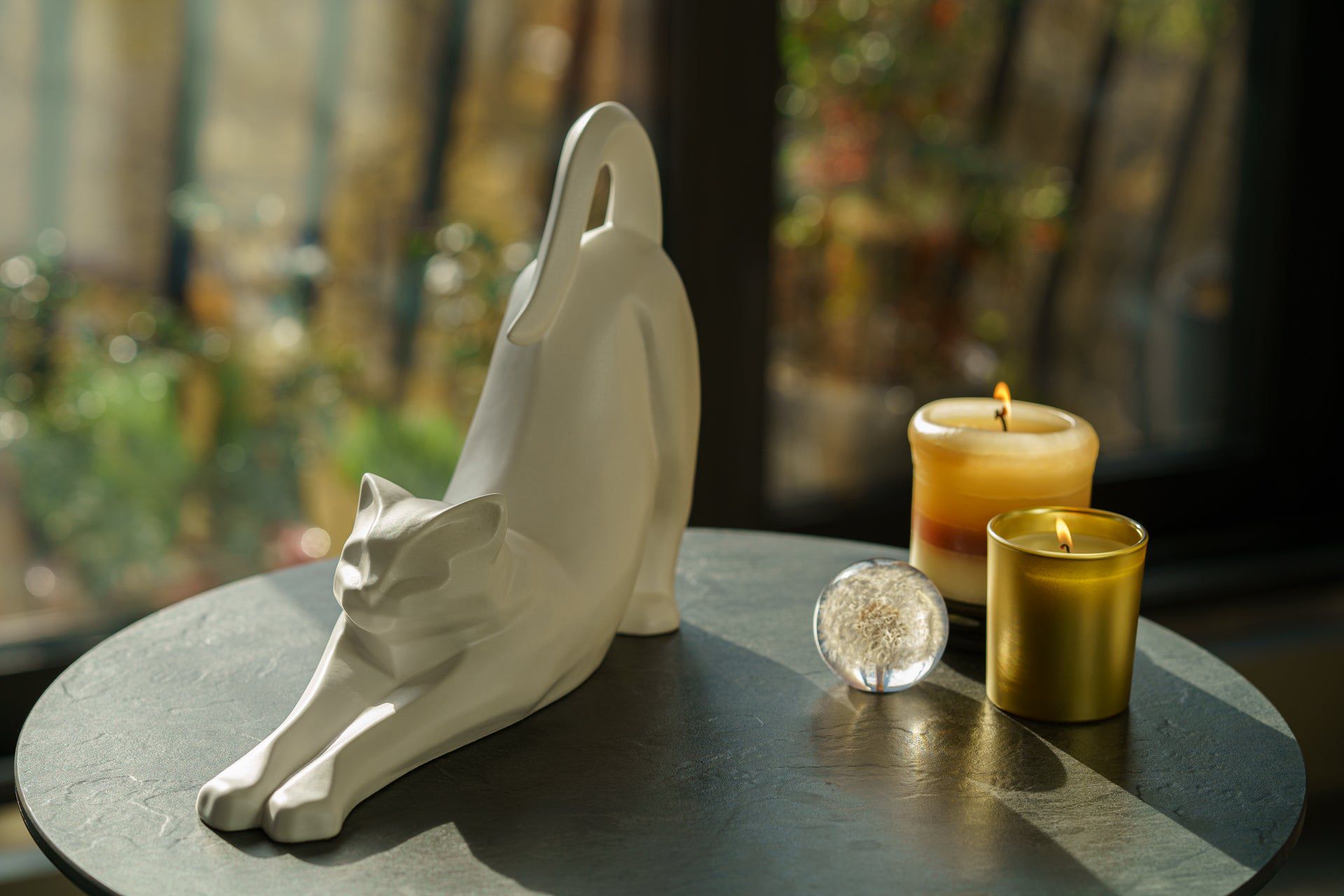 Cat Cremation Urn For Ashes "Grace" - White Matte | Ceramic Pet Urn - Pulvis Art Urns