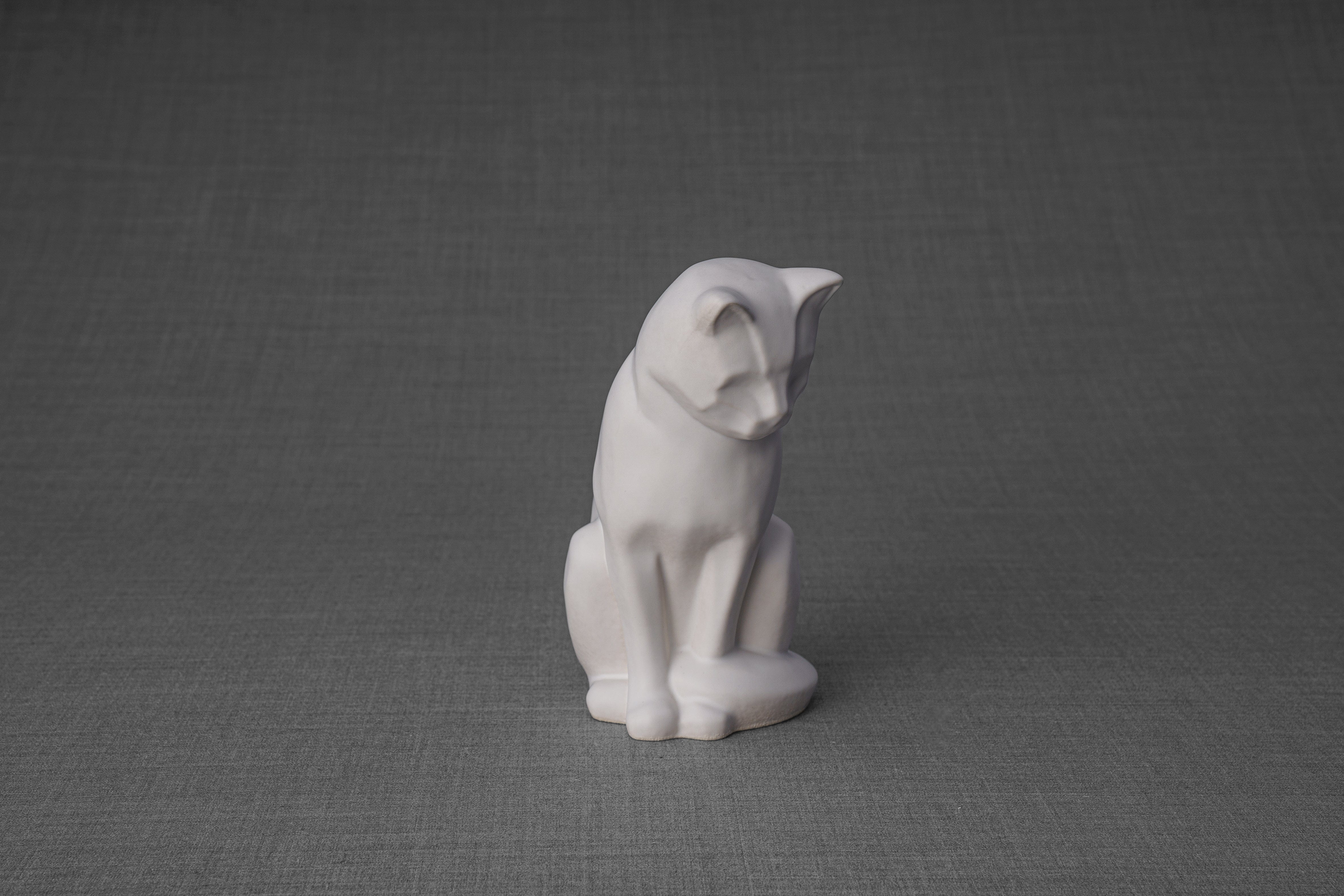 Mini Pet Urn for Ashes Neko - White Matte | Ceramic | Handmade Cat Urn - Pulvis Art Urns