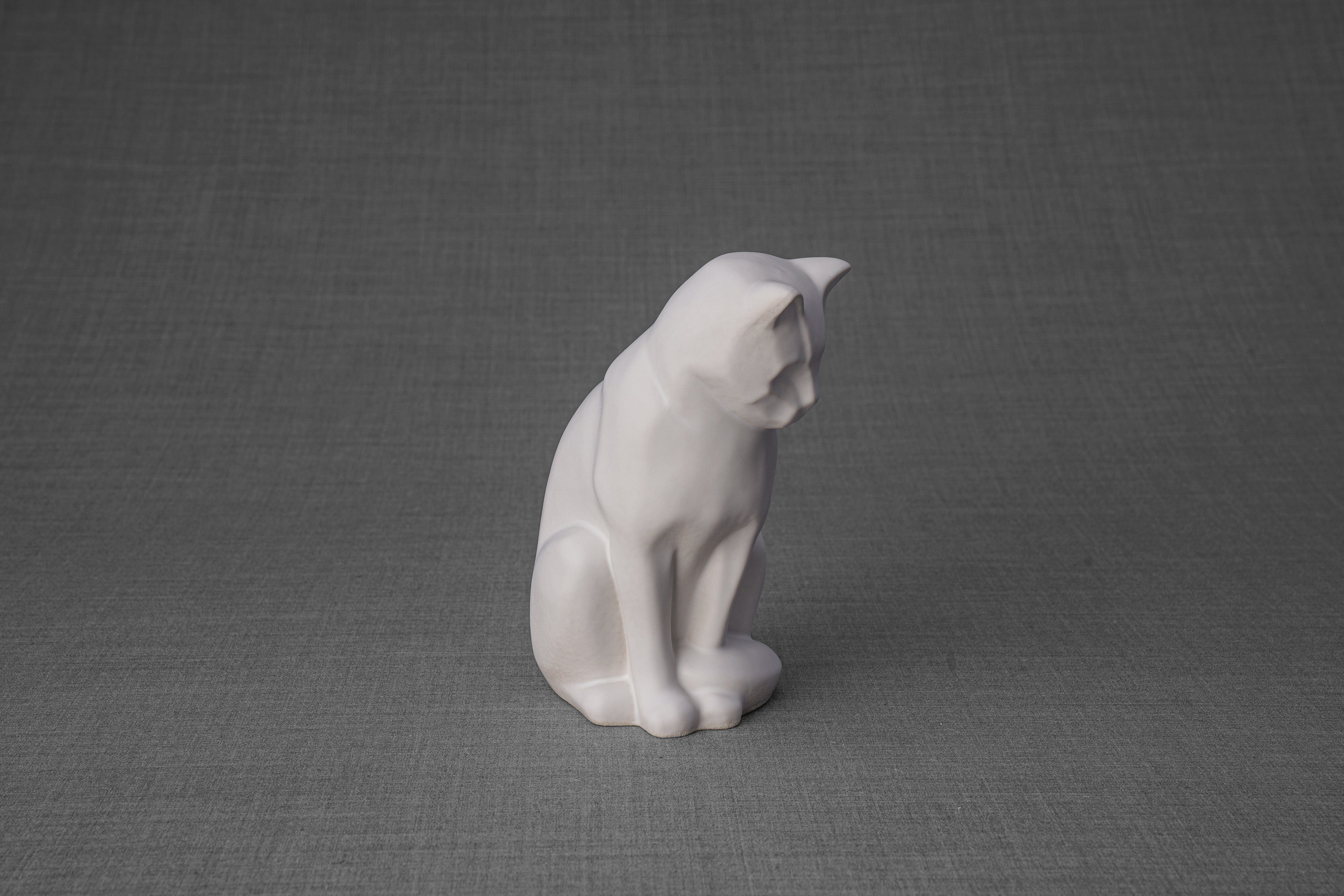 Mini Pet Urn for Ashes Neko - White Matte | Ceramic | Handmade Cat Urn - Pulvis Art Urns