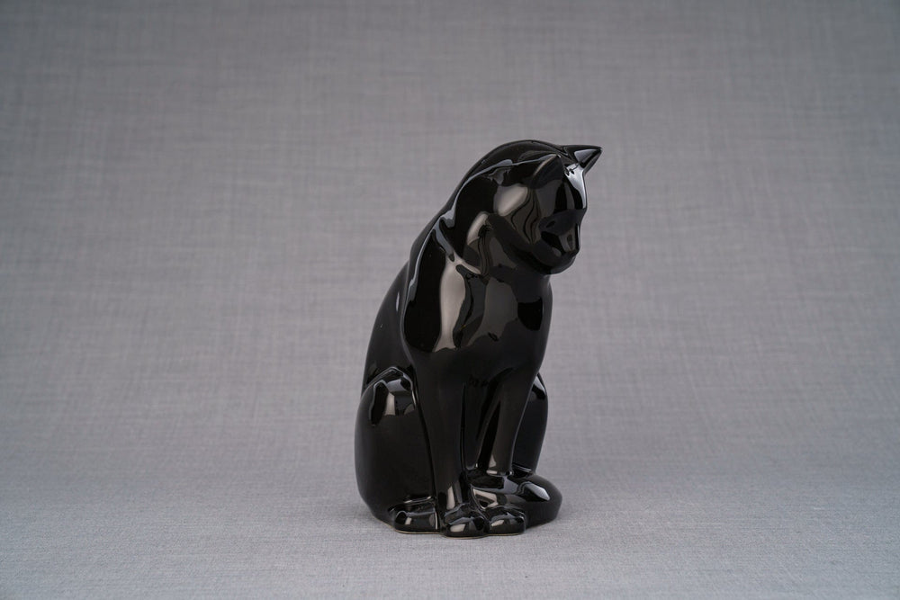 Pulvis Art Urns Pet Urn Neko Pet Urn for Ashes - Lamp Black | Ceramic | Handmade