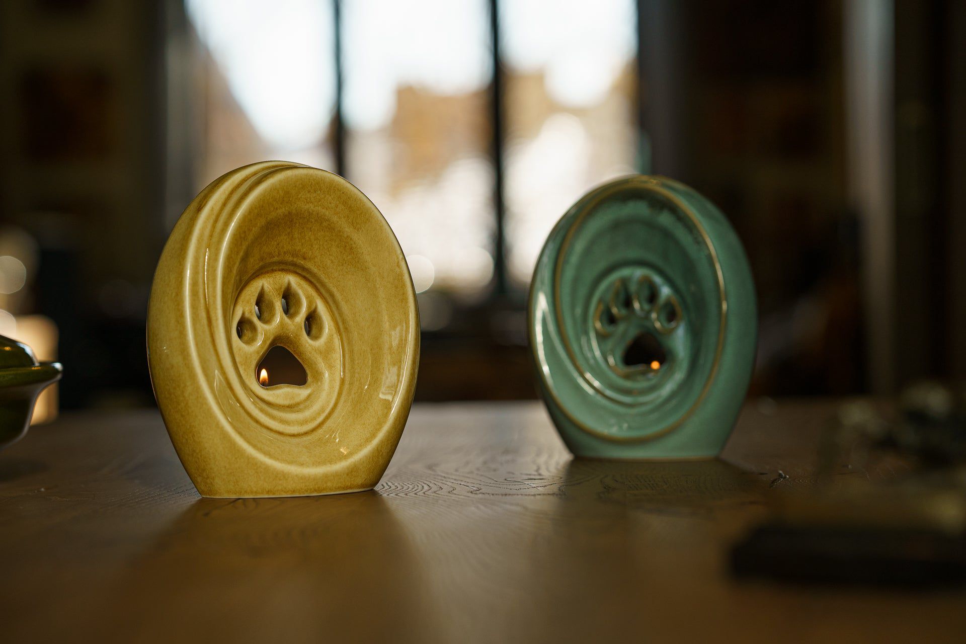 Paw Pet Urn for Ashes - Beige Grey | Ceramic | Handmade - Pulvis Art Urns