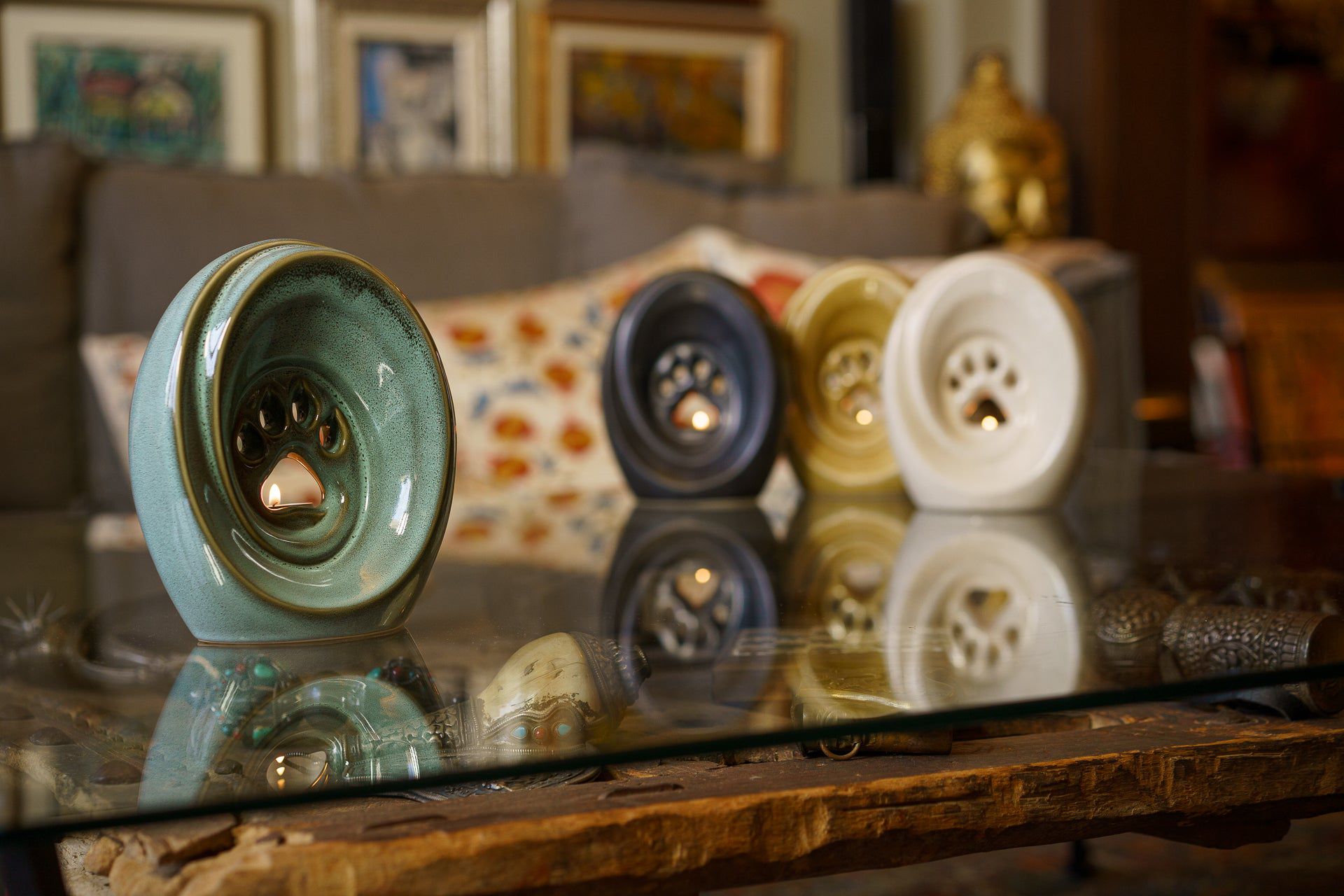 Paw Pet Urn for Ashes - Grey Matte | Ceramic | Handmade - Pulvis Art Urns