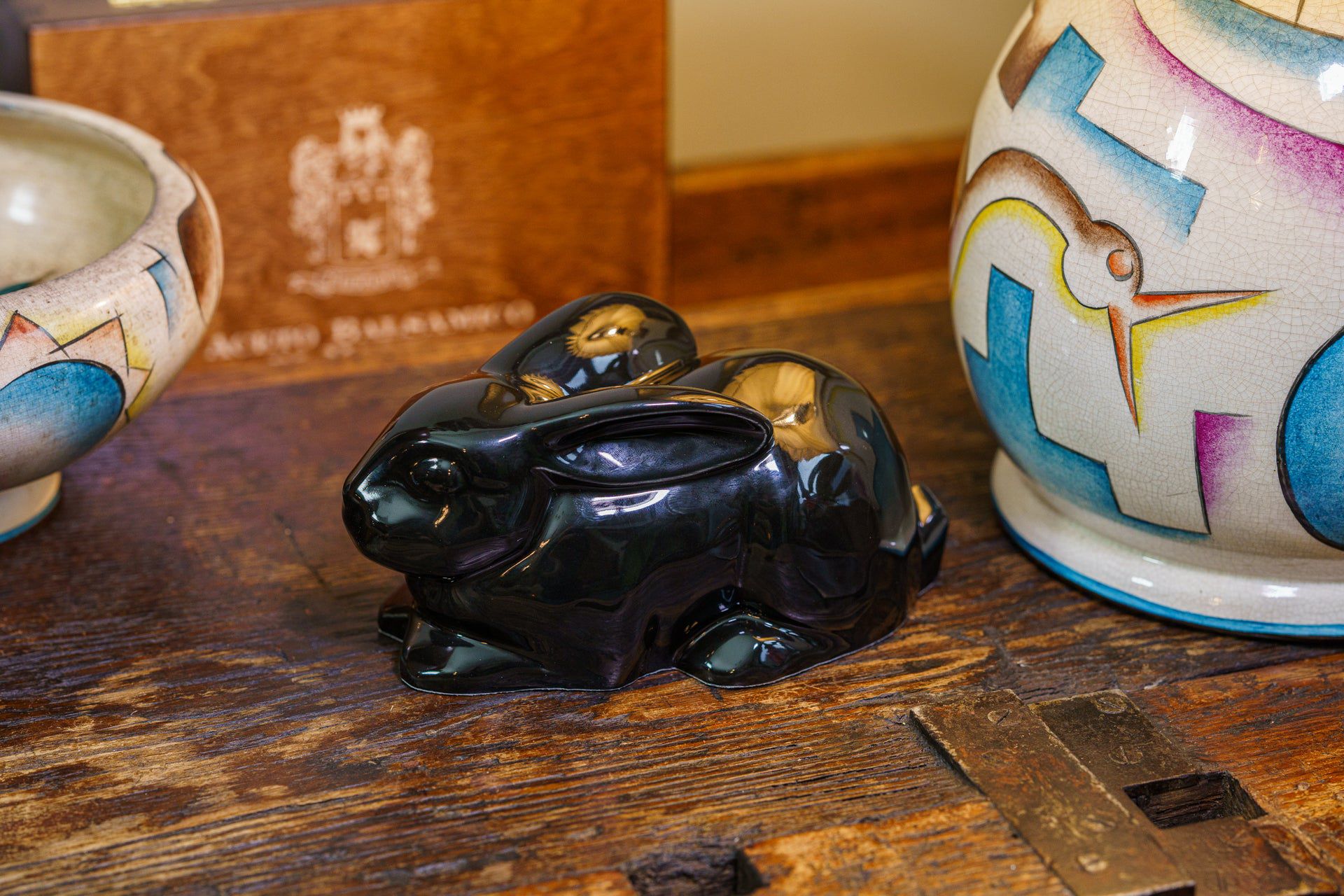 Rabbit Urn For Ashes - Lamp Black | Ceramic Bunny Urn - Pulvis Art Urns