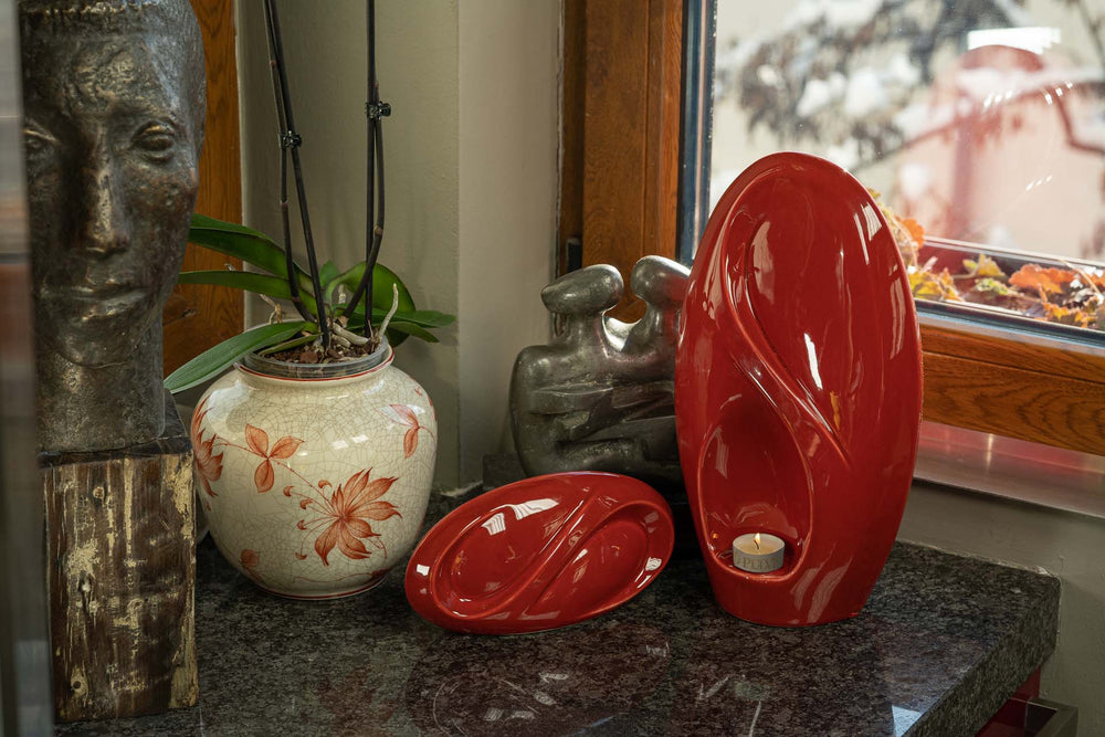 
                  
                    Pulvis Art Urns Keepsake Urn Eternity Handmade Cremation Keepsake Urn - Small | Red | Ceramic
                  
                