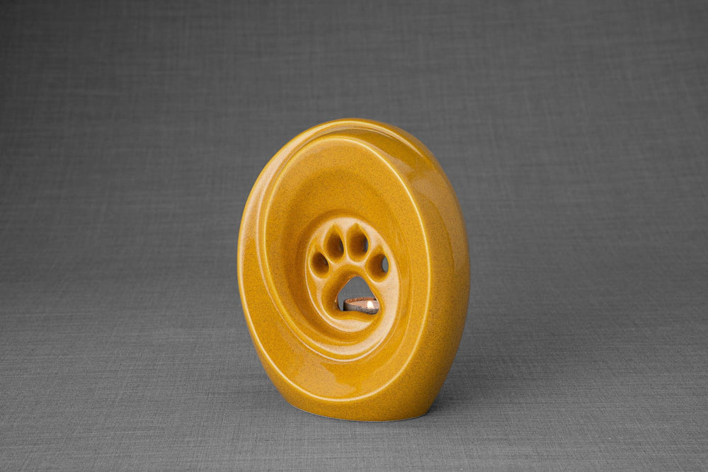 
                  
                    Pulvis Art Urns Pet Urn Paw Pet Urn for Ashes - Amber Yellow | Ceramic | Handmade
                  
                