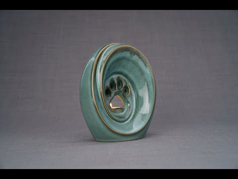 
                  
                    Load and play video in Gallery viewer, Products Paw Pet Urn for Ashes - Oily Green Melange | Ceramic | Handmade
                  
                