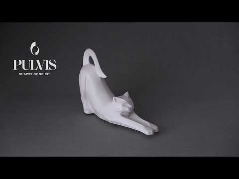 
                  
                    Load and play video in Gallery viewer, Cat Cremation Urn For Ashes &quot;Grace&quot; - White Matte| Ceramic
                  
                