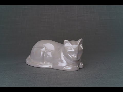
                  
                    Cargue y reproduzca el vídeo en el visor de la Galería, Urna de cremación para cenizas de gato - Blanco arco iris | Cerámica | Hecho a mano
                  
                