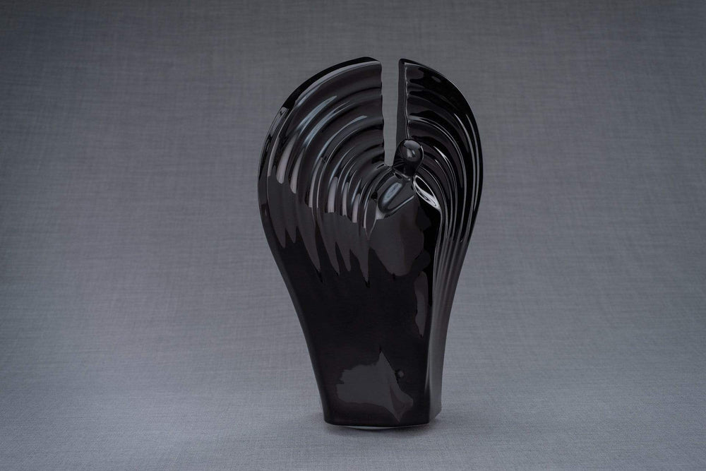 Urna de cremación para cenizas hecha a mano por Guardian, tamaño grande/adulto, color negro de la lámpara-Urnas de arte de Pulvis