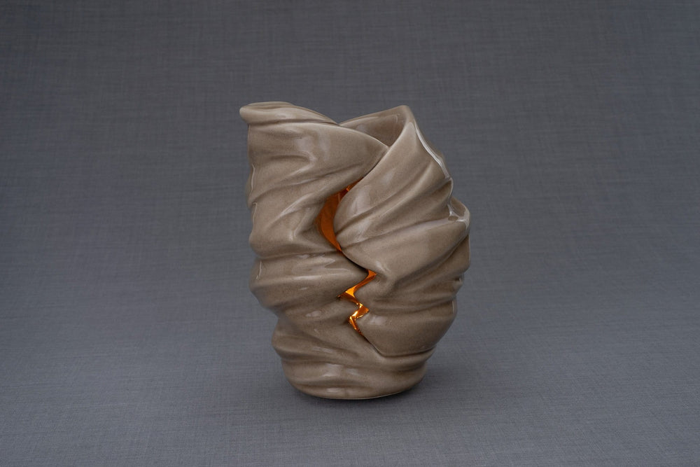Urna de cremación ligera hecha a mano para cenizas, tamaño grande/adulto, color gris beige-Urnas de arte de Pulvis