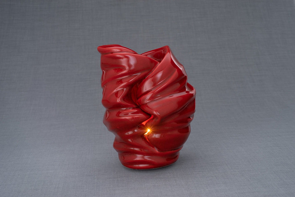 Urna de cremación ligera hecha a mano para cenizas, tamaño grande/adulto, color rojo-Urnas de arte de Pulvis